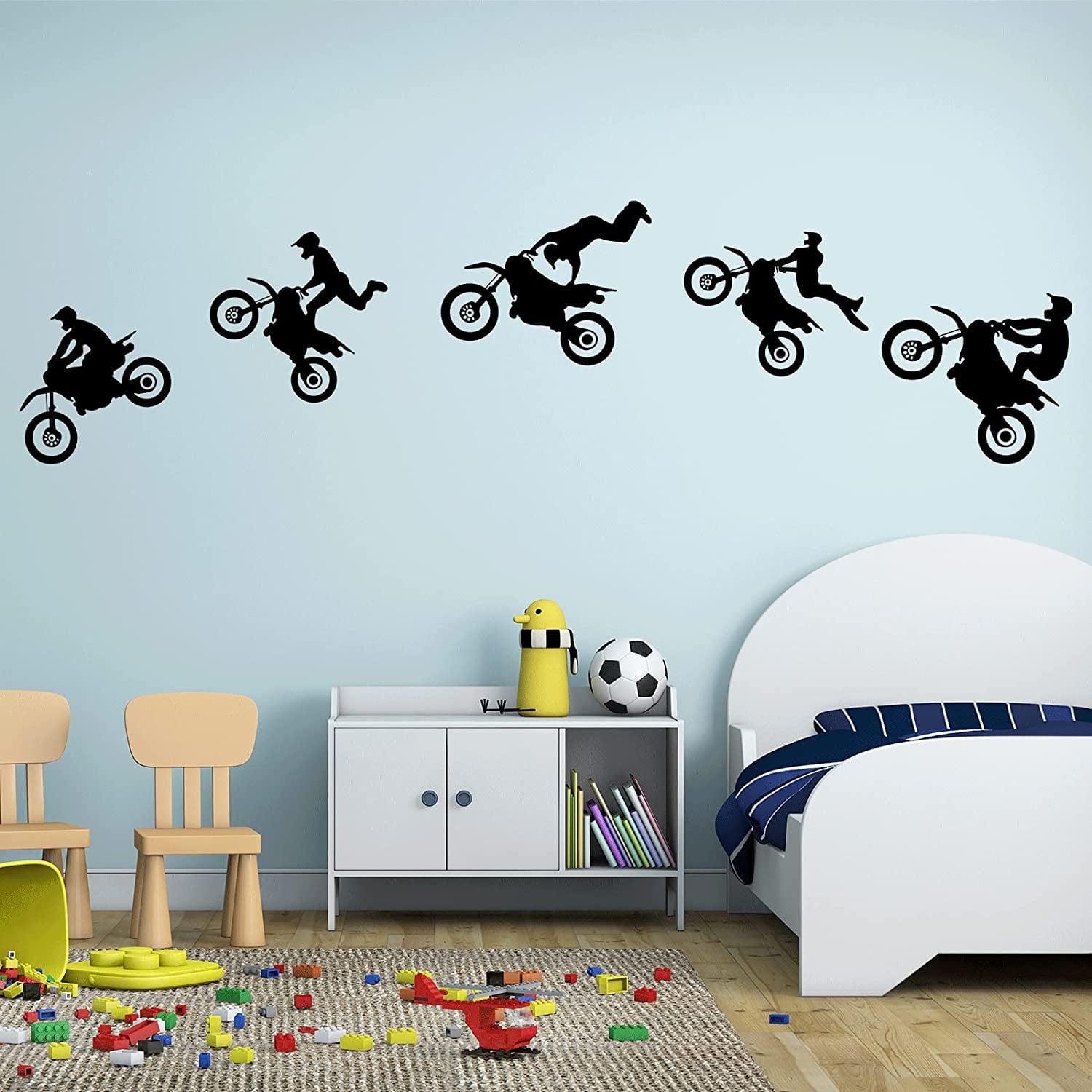 Lnrkai Dirt Bike Stickers Motorcycle Wall Decal Peel Sports Wall Sticker for Boys Bedroom Home Decor