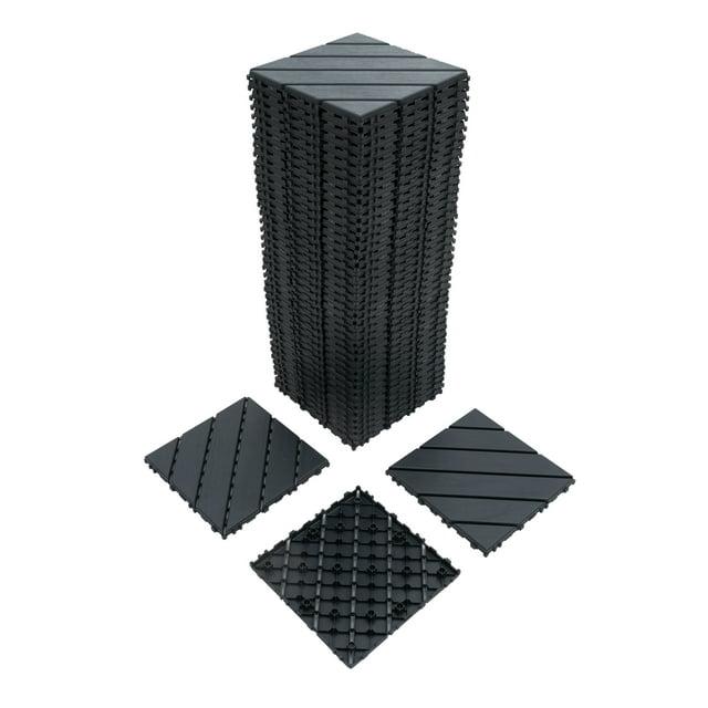 LoLado 44 Pack Patio Deck Tiles,12"x12" Square Waterproof Outdoor All Weather Use, Plastic Interlocking Deck Tiles for Poolside Balcony Backyard, Grey