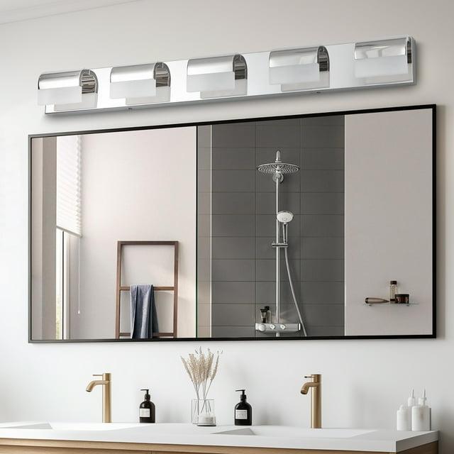 LoLado 5-Light Bathroom Vanity Lighting, LED Vanity Lights Over Mirror Bath Wall Lighting, Chrome