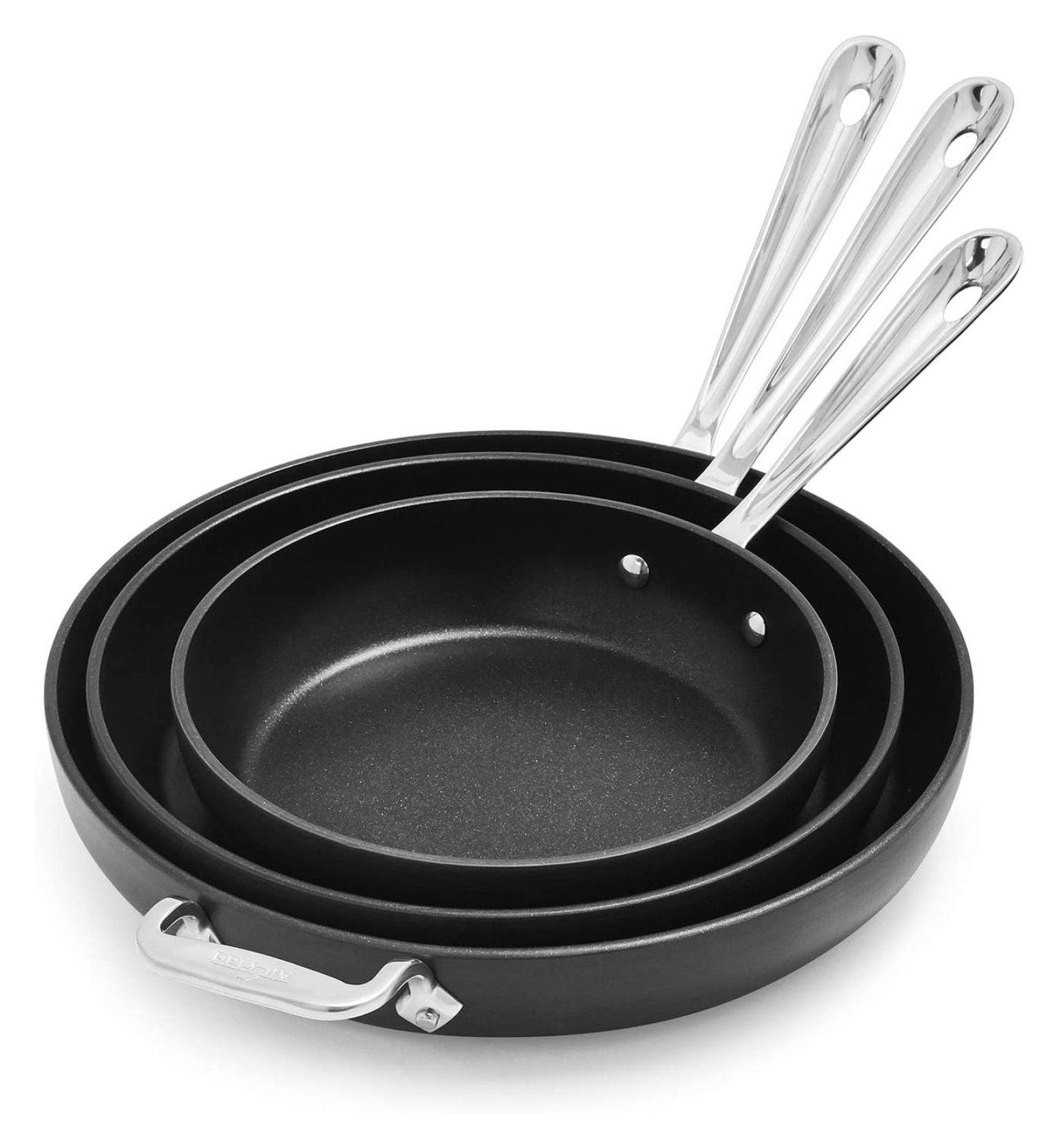 Black Hard-Anodized Aluminum Nonstick Skillet Set, 3-Piece