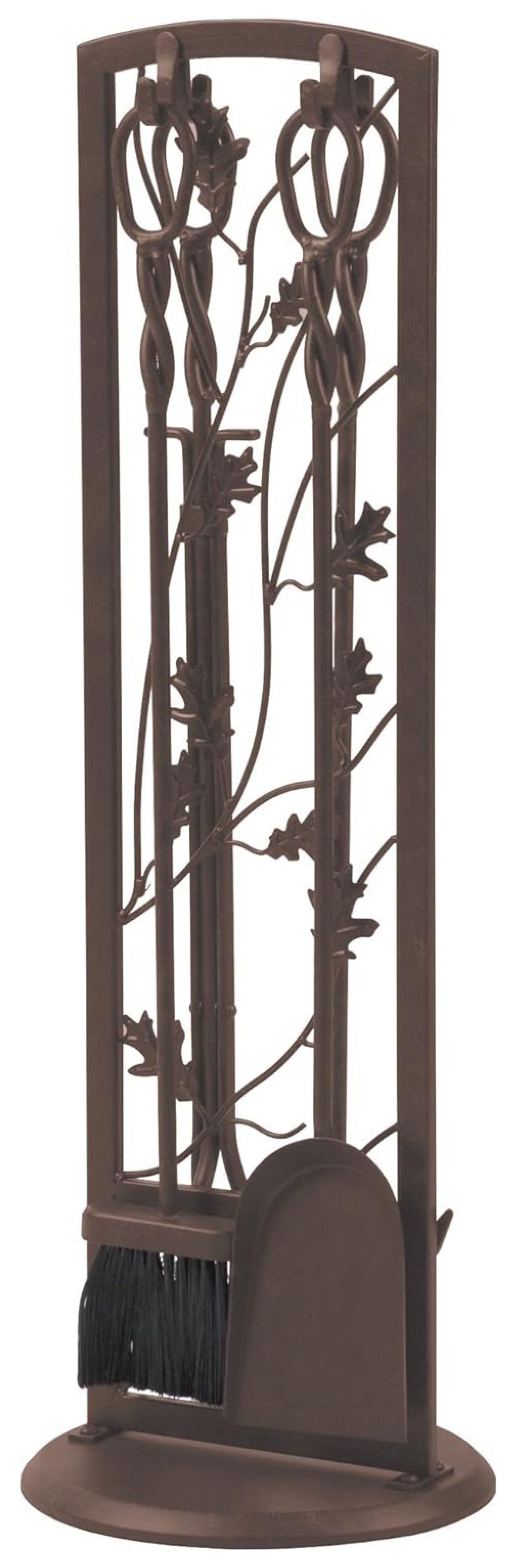 Panacea Colonial Brown Oak Leaf Fireplace Tool Set