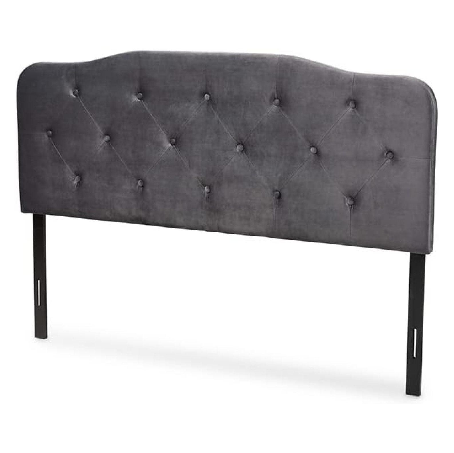 Gregory Gray Velvet Tufted Upholstered Queen Headboard