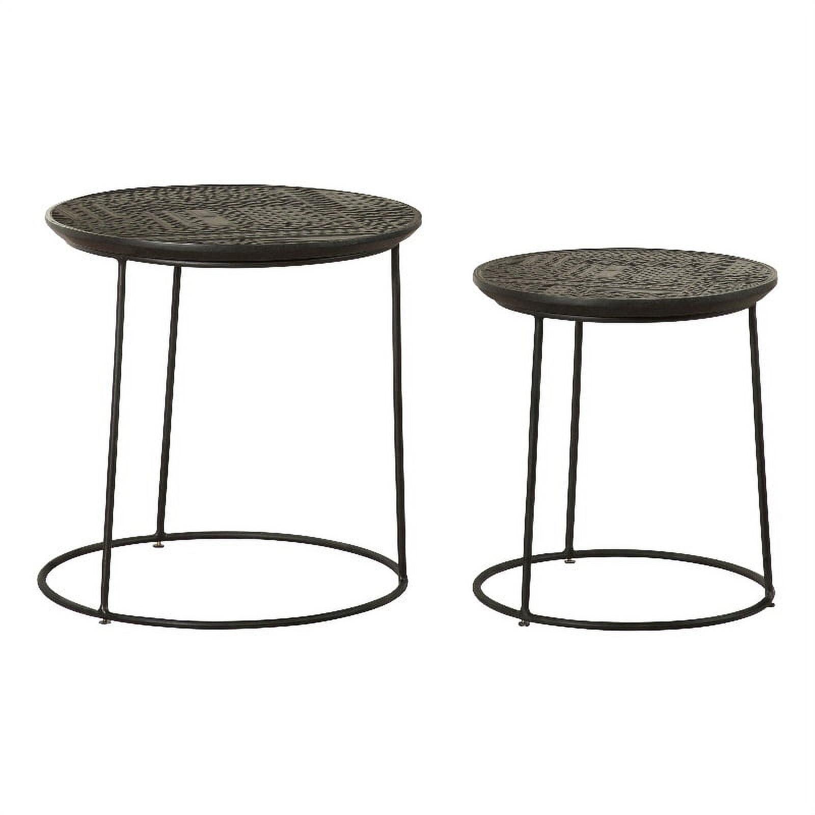 Matte Black Round Mango Wood Nesting Tables