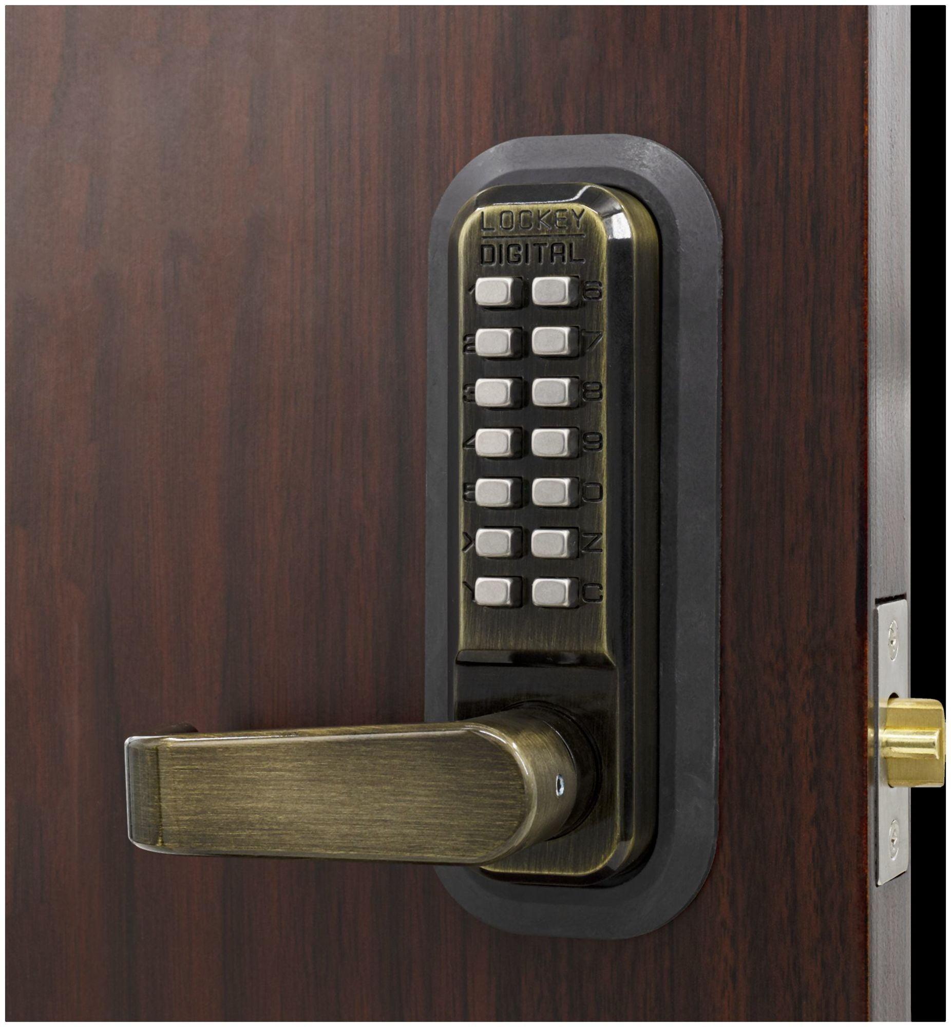 Lockey 2835 2000 Series Keyless Entry Single Combination Mechanical Lever Set - Brass