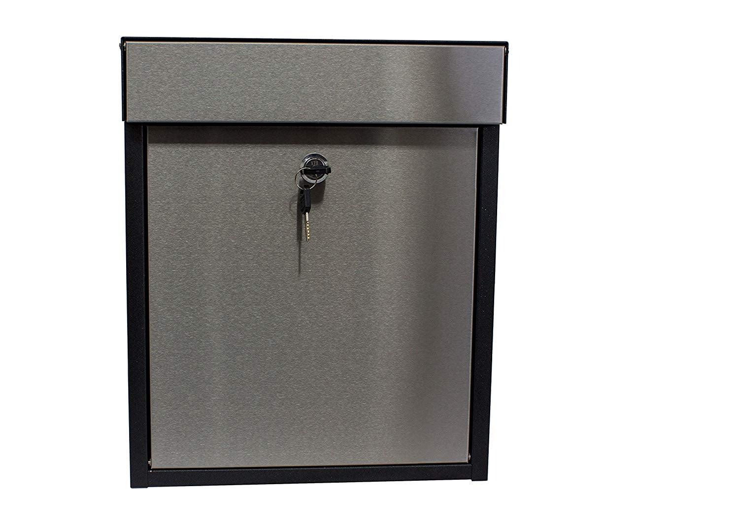 Woodlake Black and Silver Locking Wall Mounted Mailbox