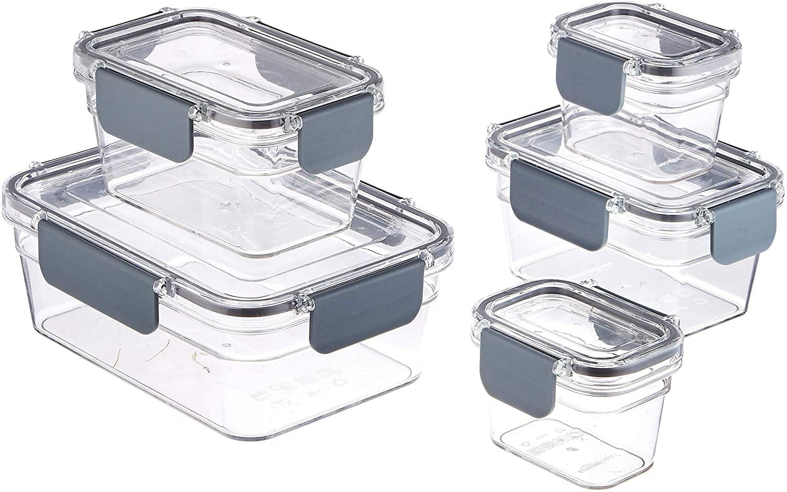 Clear Rectangular Tritan Plastic Food Storage Container Set, 10 Pieces