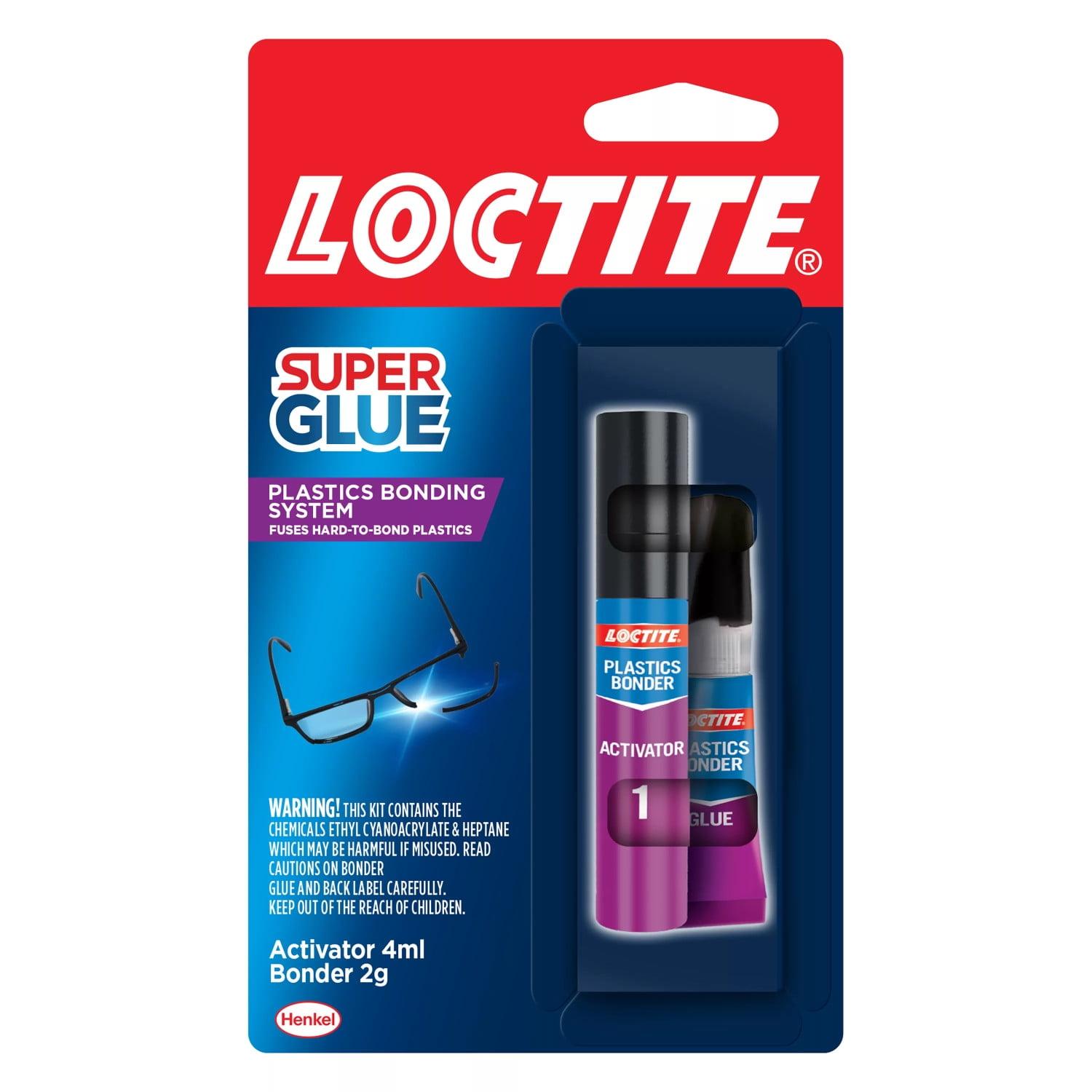 Loctite Super Glue Plastics Bonder, 1-0.14 oz Activator Stick + 1-0.07 oz Glue Tube, Clear 0.21 oz Kit
