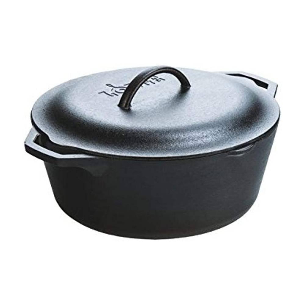 Black Enameled Cast Iron 7-Quart Dutch Oven with Loop Handles