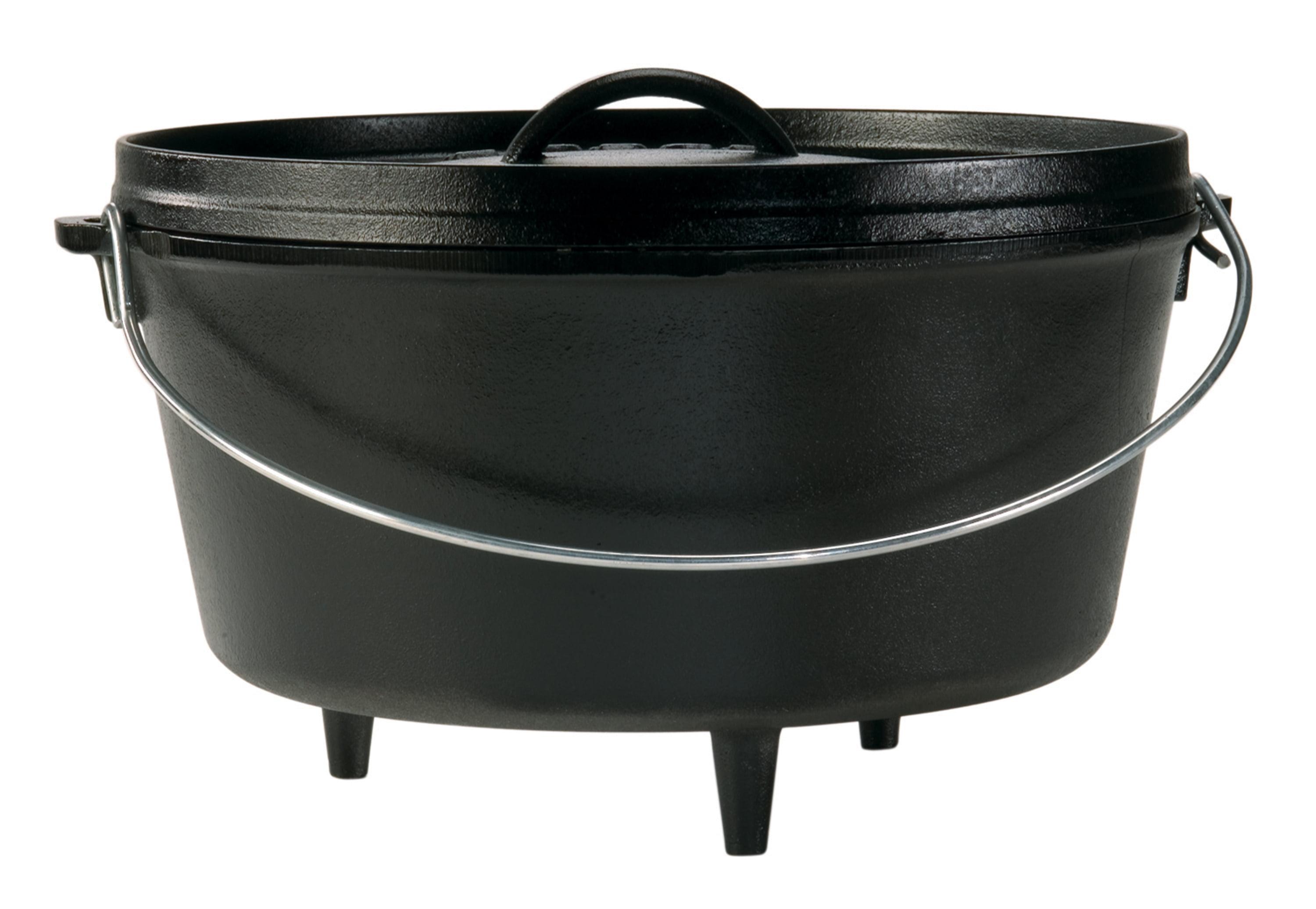 Black Cast Iron 8-Quart Camp Dutch Oven with Bail Handle