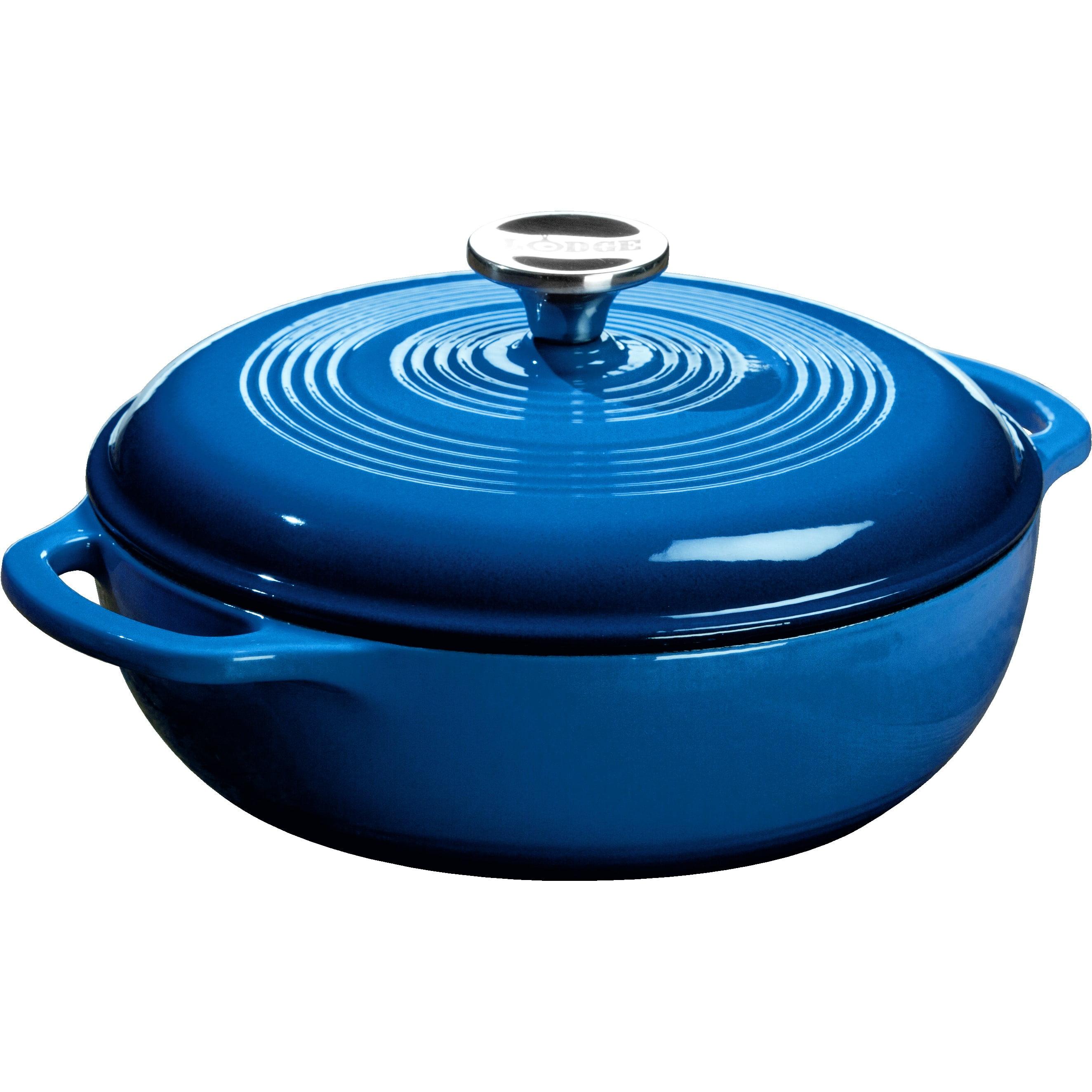 Blue 3 Quart Enameled Cast Iron Dutch Oven with Lid