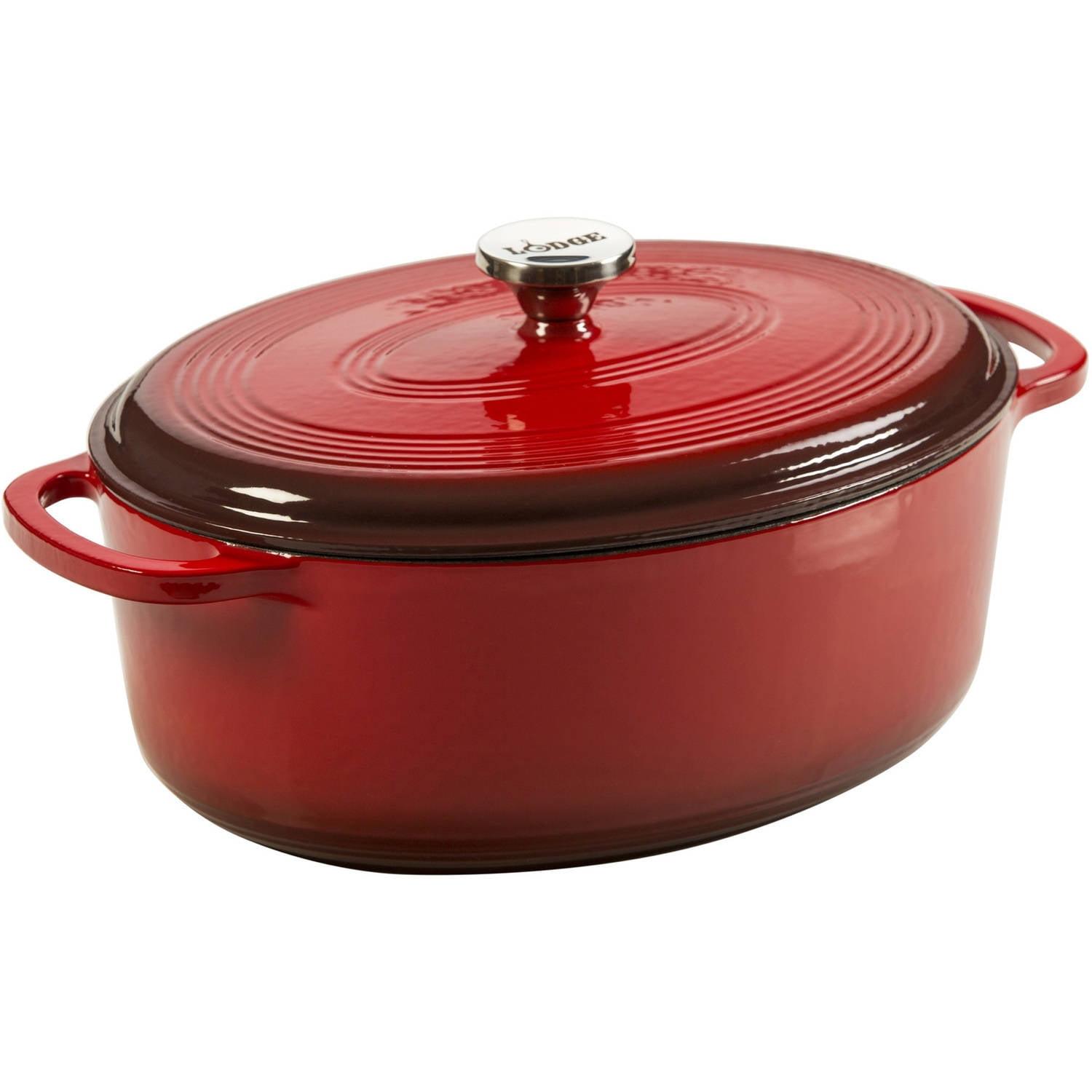 Classic 7 Quart Red Enameled Cast Iron Dutch Oven