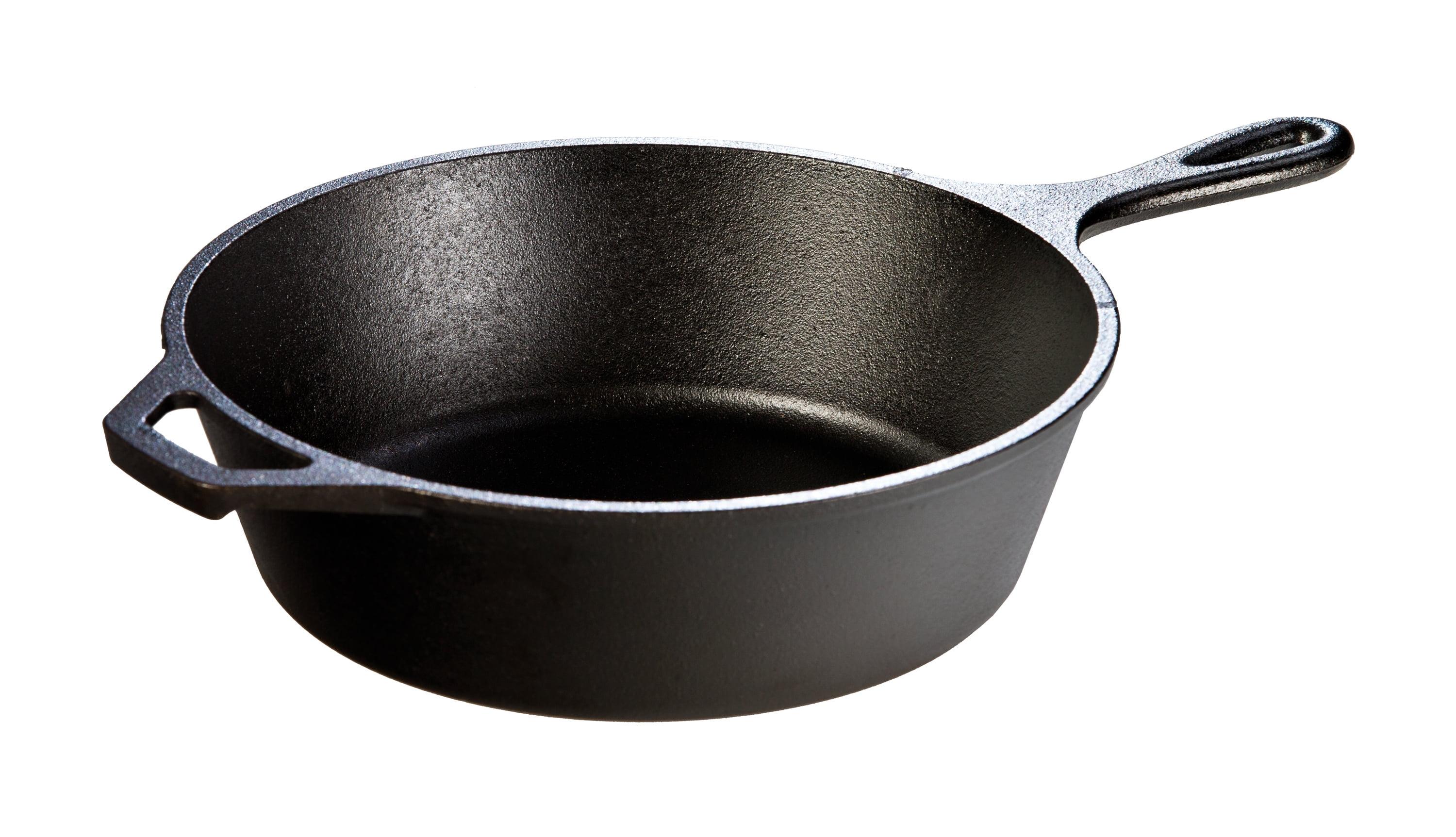 Black Cast Iron Deep Skillet with Handle, 10.5"