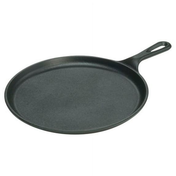 Lodge 10.5" Cast Iron Griddle: Preseasoned Nonstick Crepe Pan, Smooth Surface & Gas Compatible, Hand Wash, Black