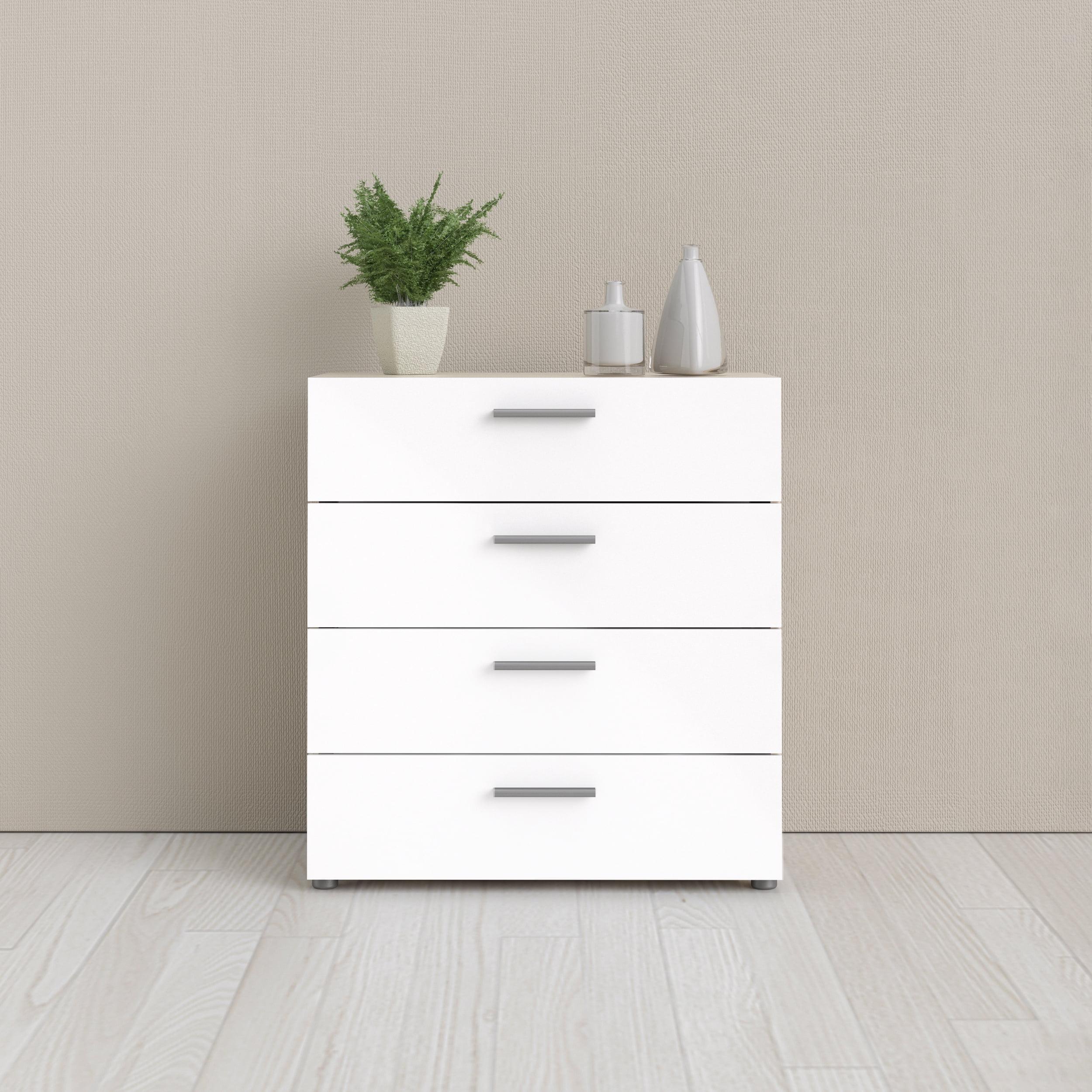 Sleek Austin 4-Drawer Chest in Oak Structure and White High Gloss