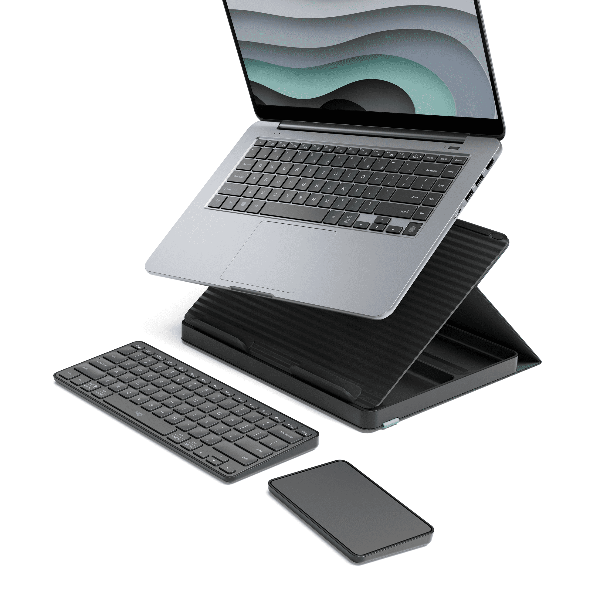 Classic Chic Folding Wireless Keyboard and Touchpad Set with Laptop Stand