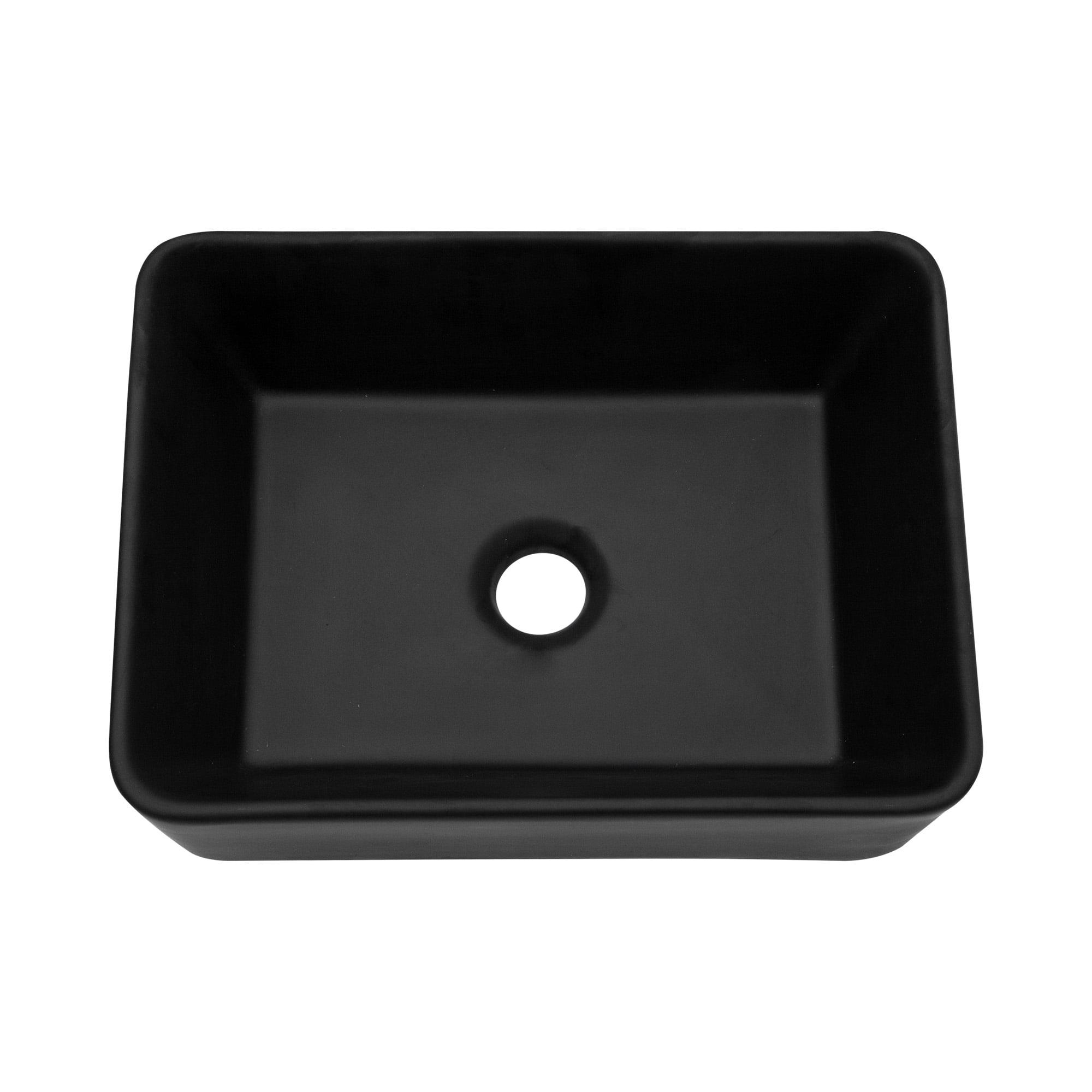 16"W x 12"D Black Ceramic Rectangular Vessel Bathroom Sink