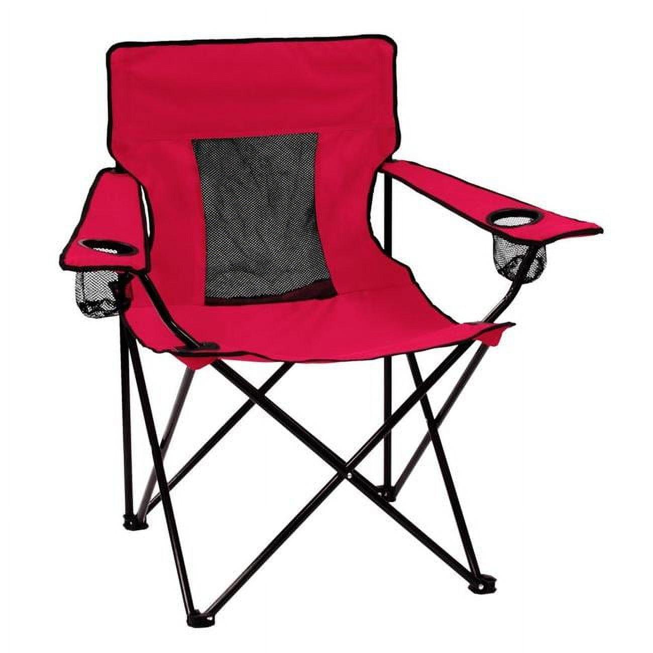 Red Steel Frame Outdoor Folding Chair with Mesh Cup Holders