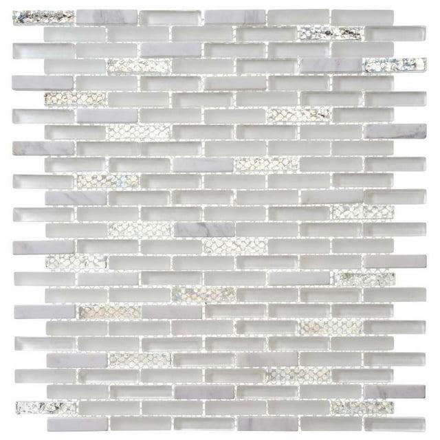 Andova Loic 1" x 2" Glass Brick Joint Mosaic  Kitchen Backsplash, Bathroom, Shower, Pool, Wall and Floor Tile