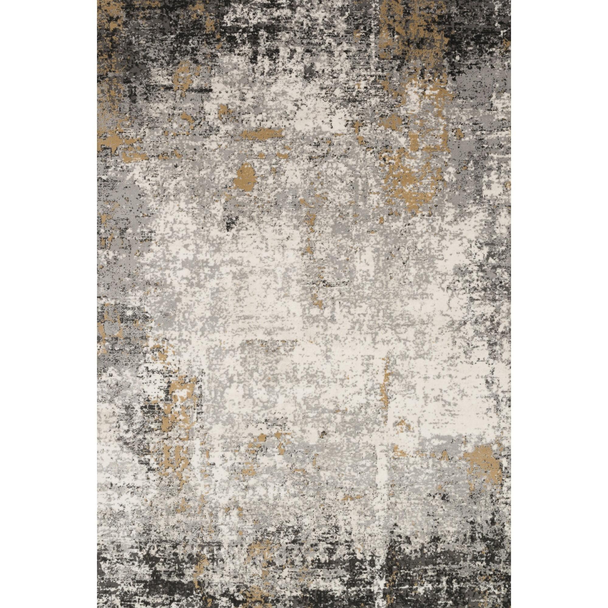 Abstract Granite & Gold Easy-Care Synthetic Area Rug - 40"x67"