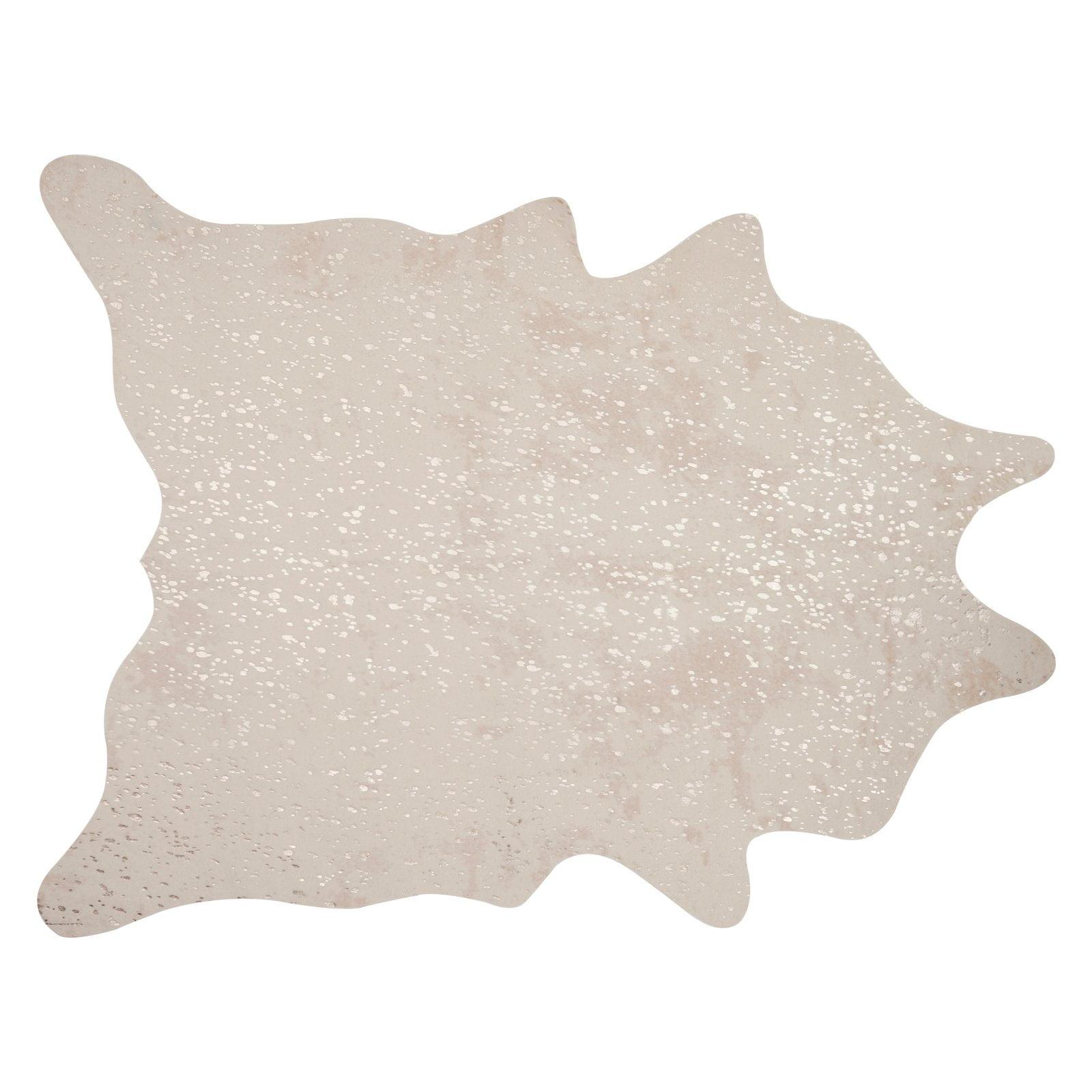 Ivory and Champagne Faux Cowhide Rug with Metallic Accents