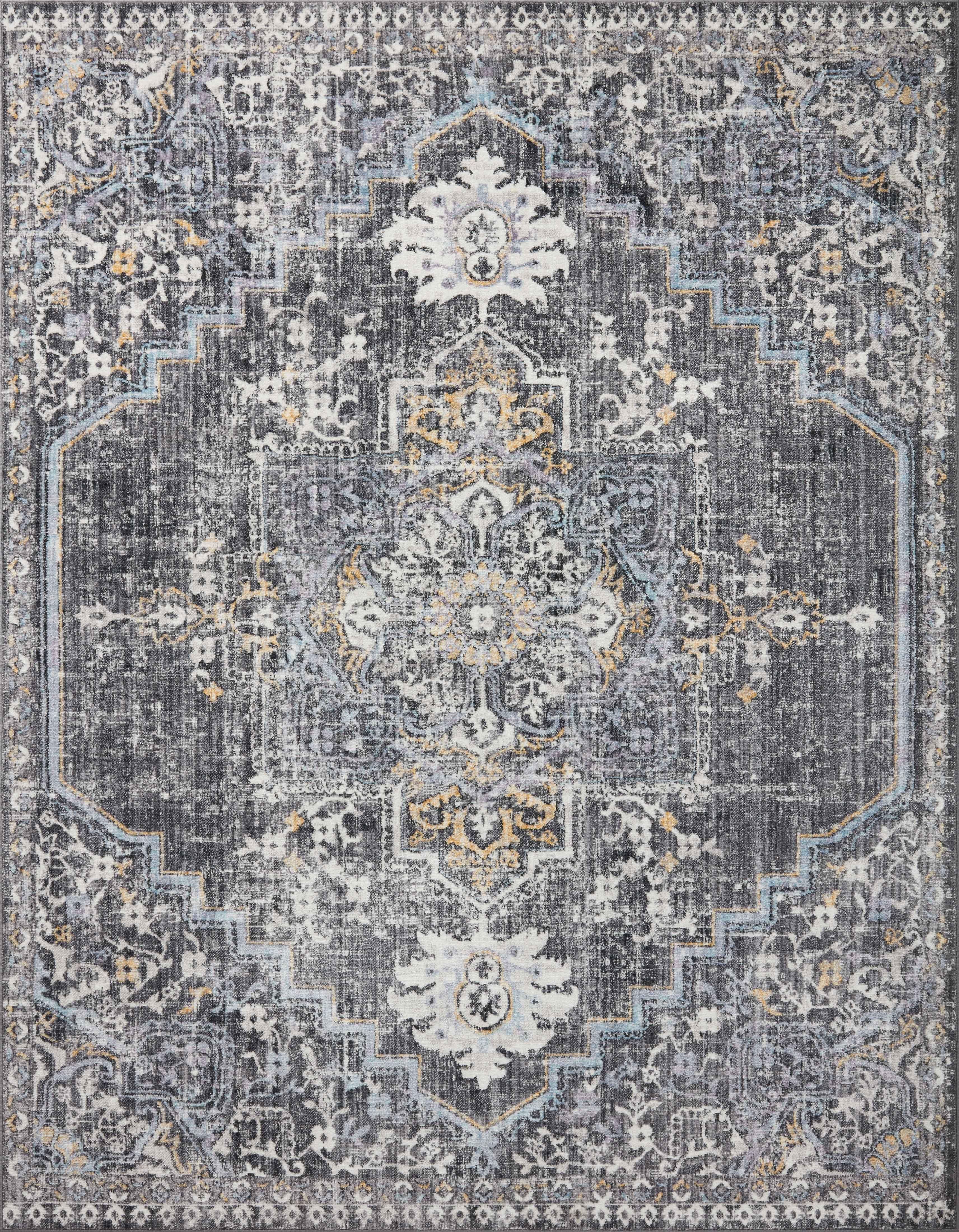 Loloi II Cassandra Collection CSN-02 Charcoal / Gold Oriental Area Rug 7'-10" x 10'