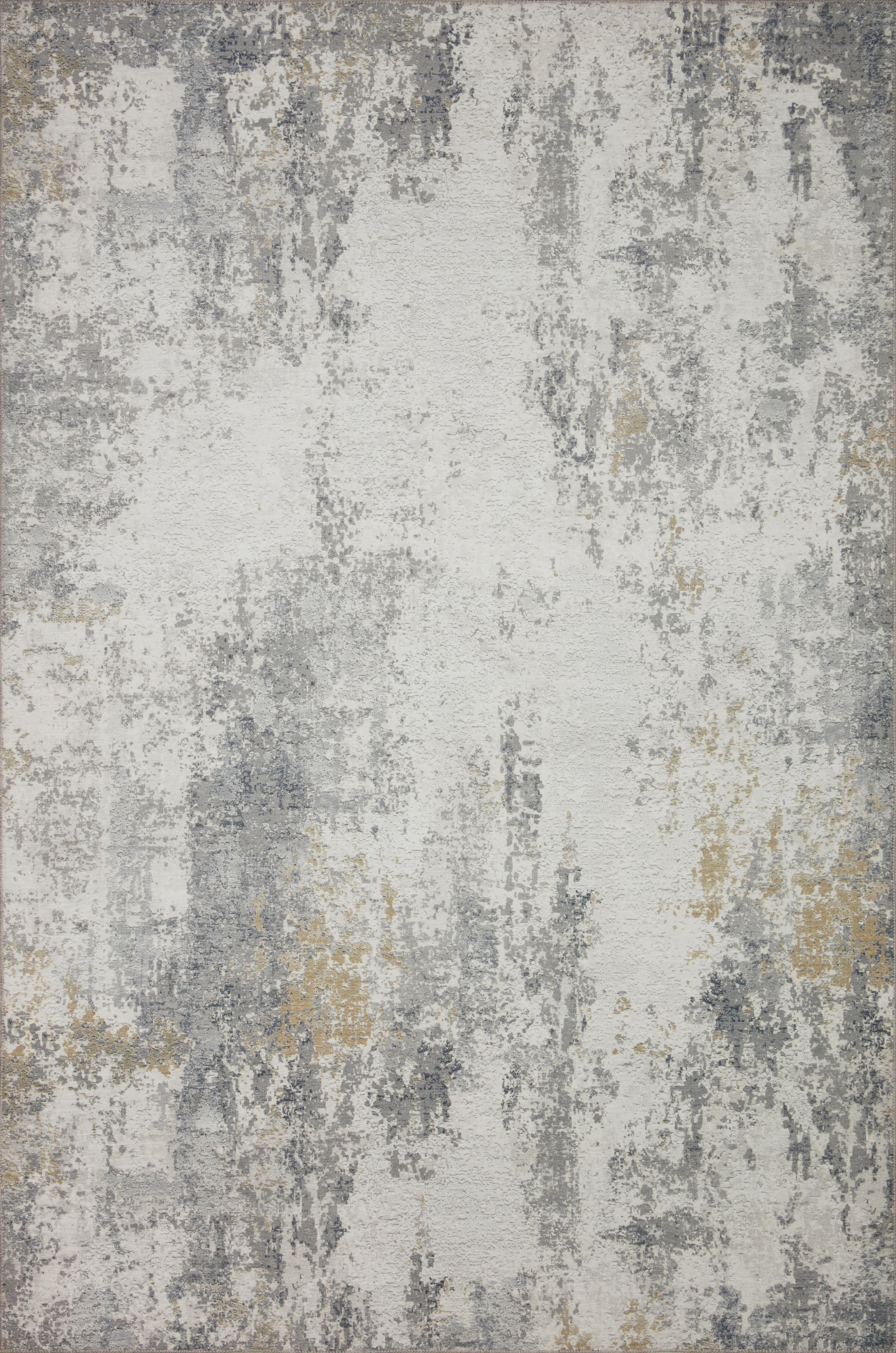 Ivory and Gray Abstract Synthetic Area Rug, 7'6" x 9'6"
