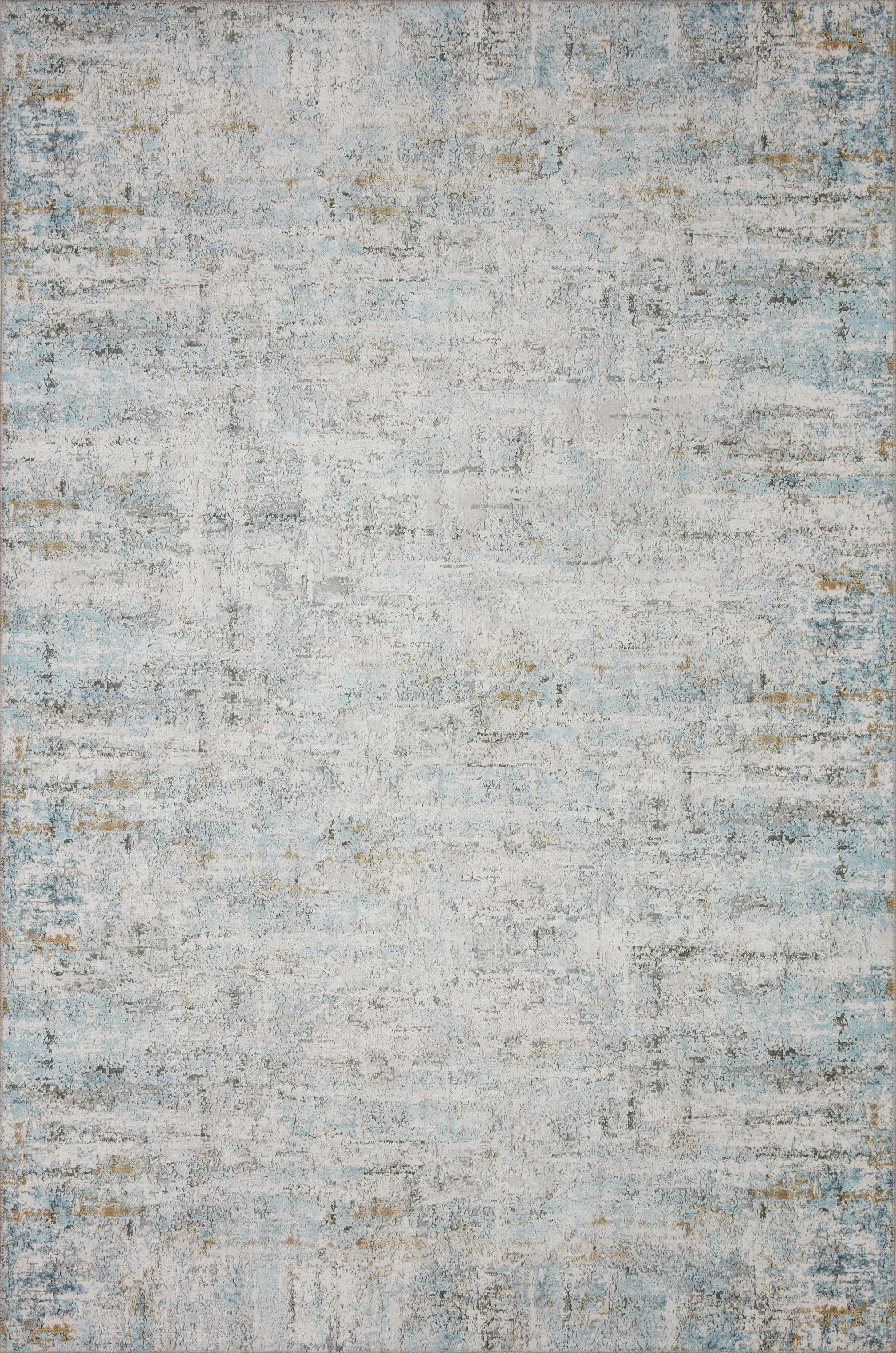 Ivory and Sky Abstract Square Hand-knotted Rug Sample