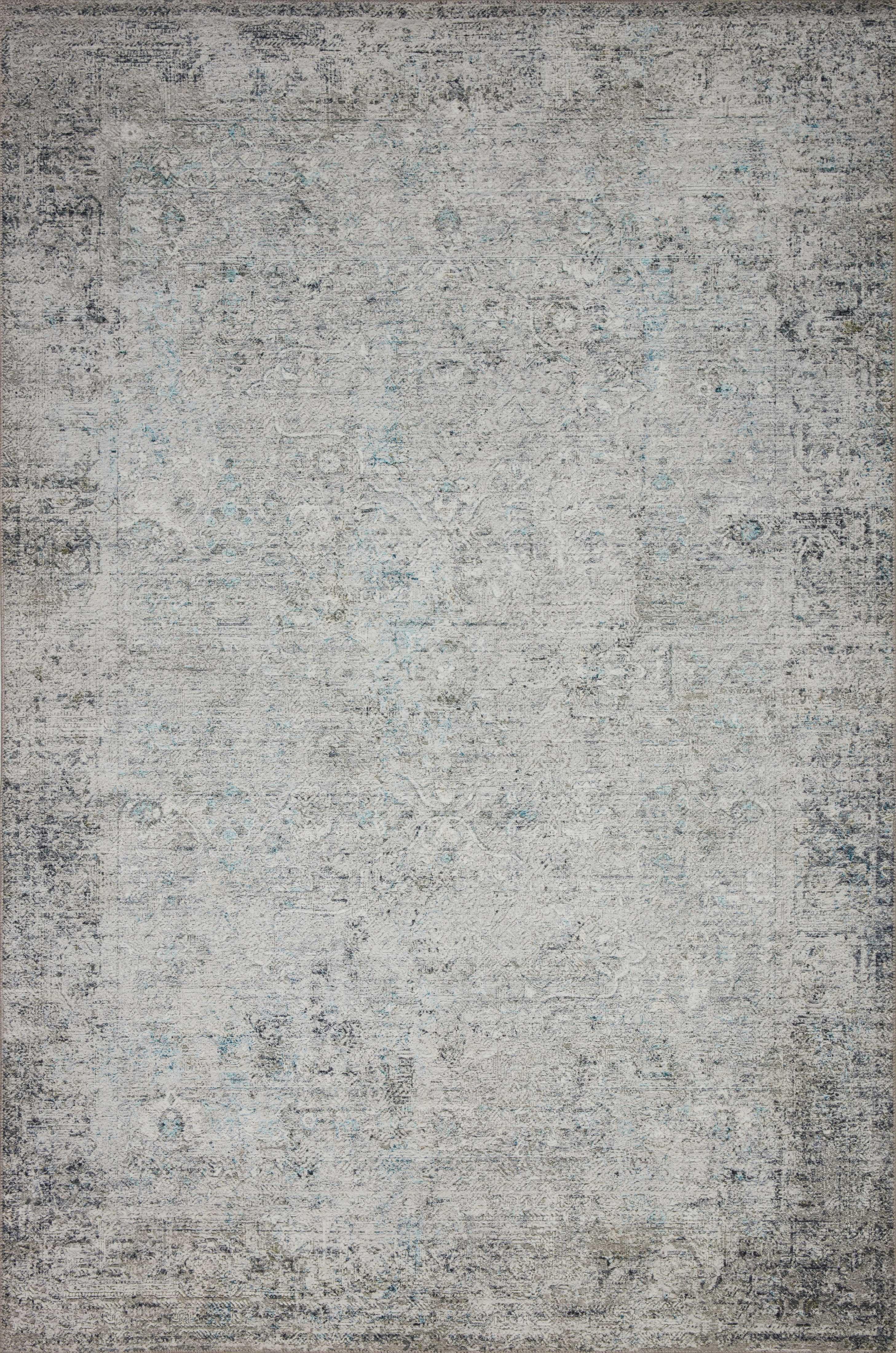 Ivory and Silver Abstract Square Hand-knotted Rug