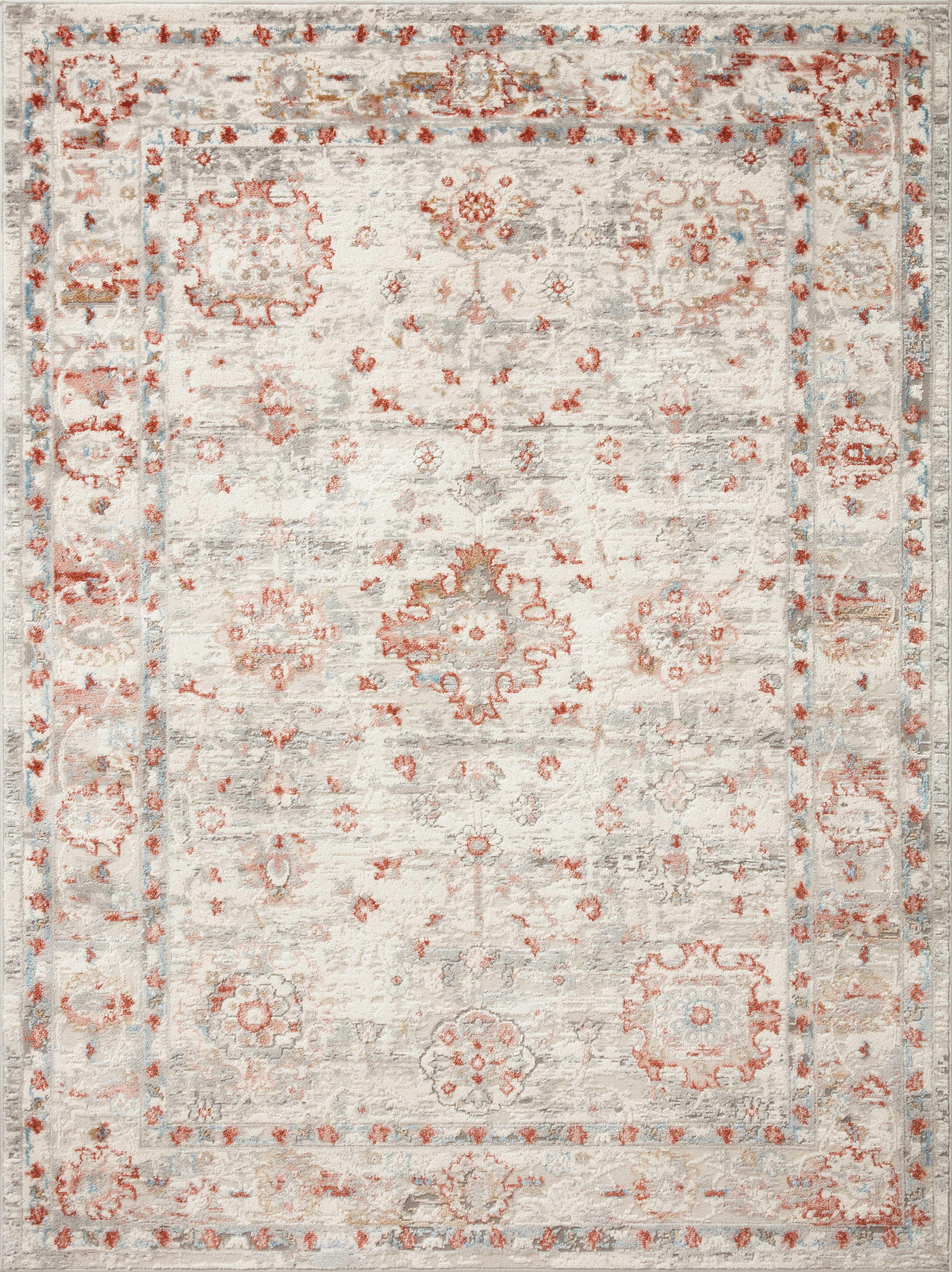 Estelle Ivory & Rust Power-Loomed Poly Blend Area Rug 7'-10" x 10'-2"