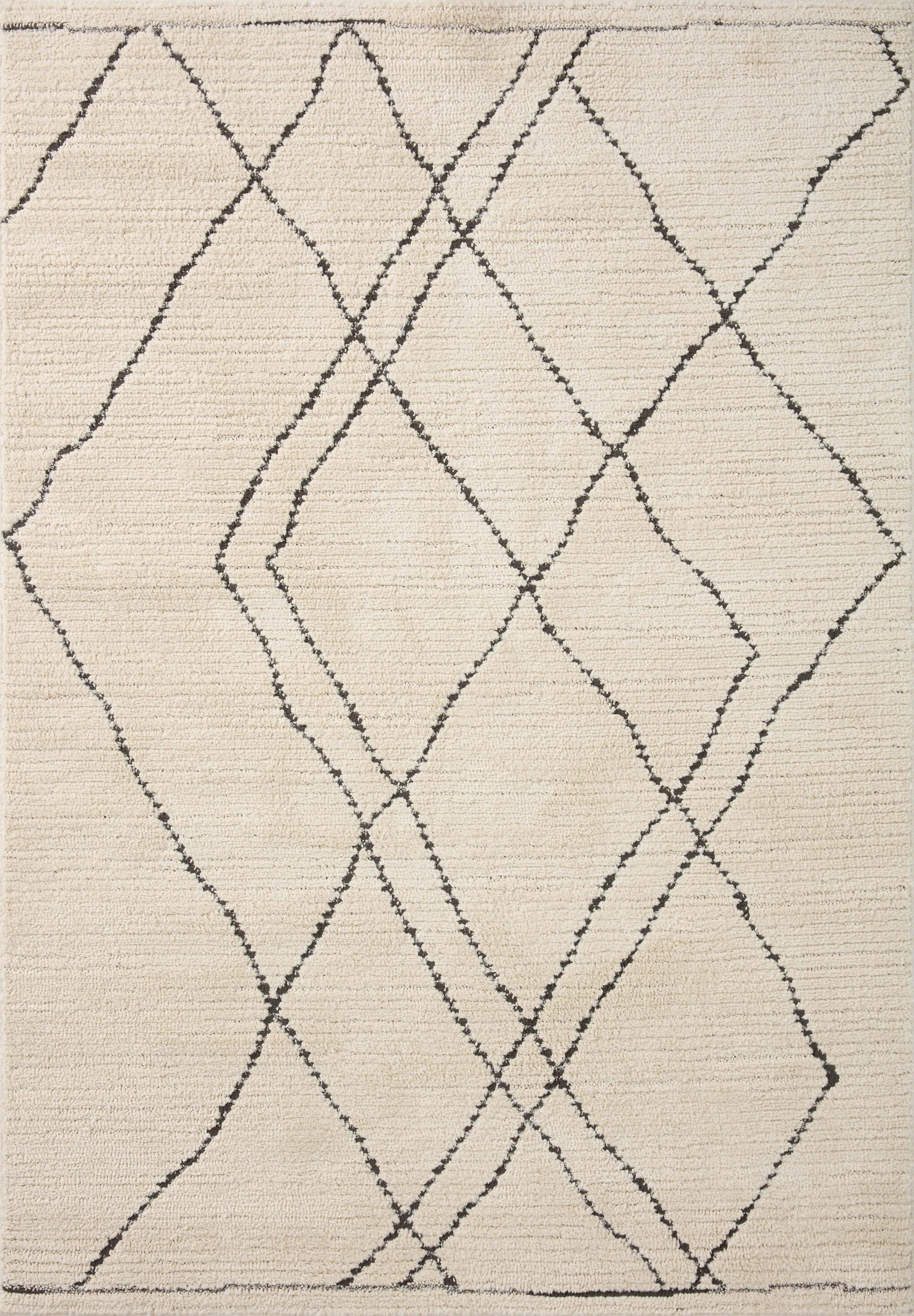 Modern Moroccan Diamond Black and Ivory 31" x 90" Area Rug