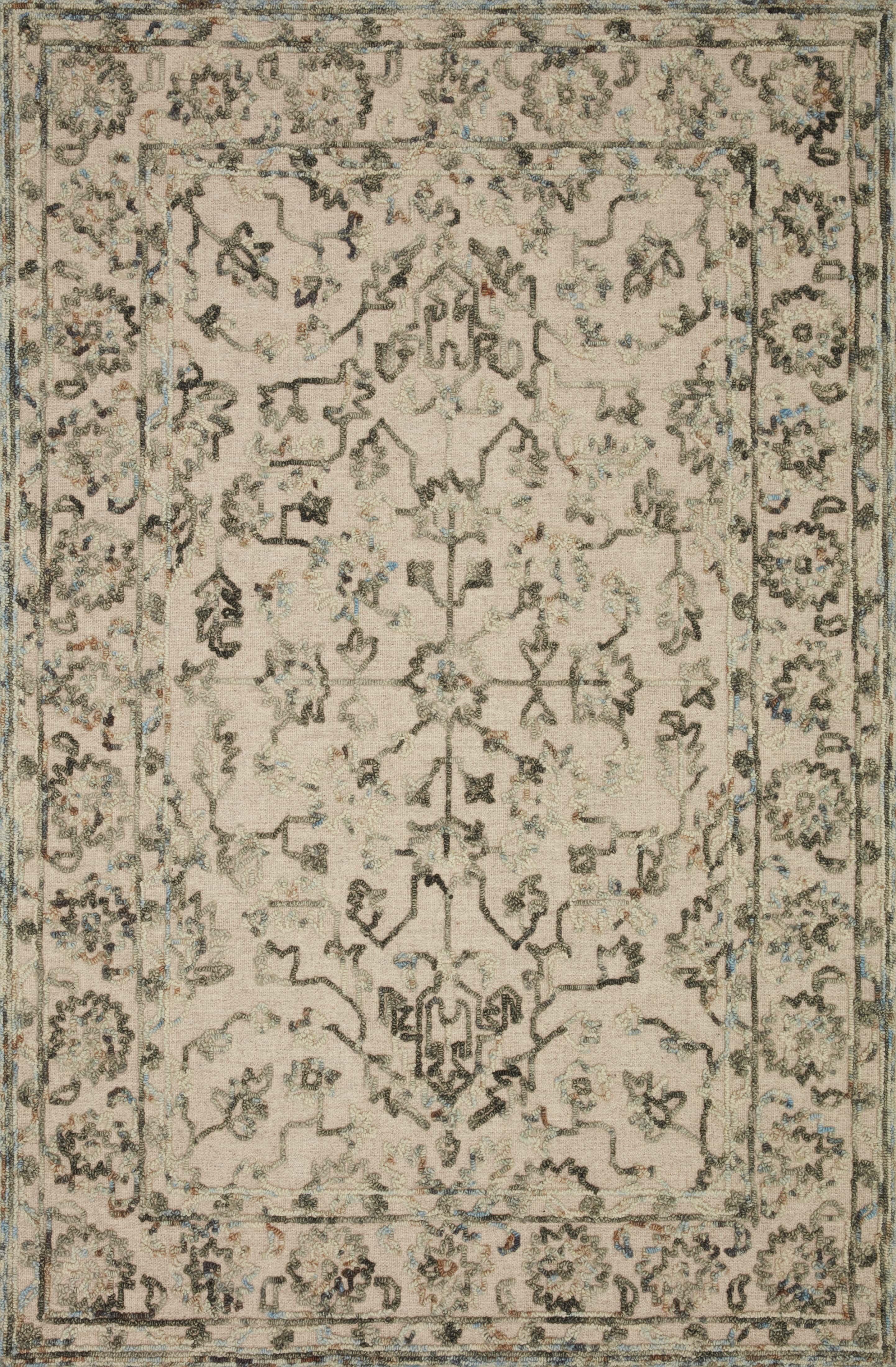 Elegant Gray Handwoven Wool Area Rug, Stain-Resistant, 5' x 7'