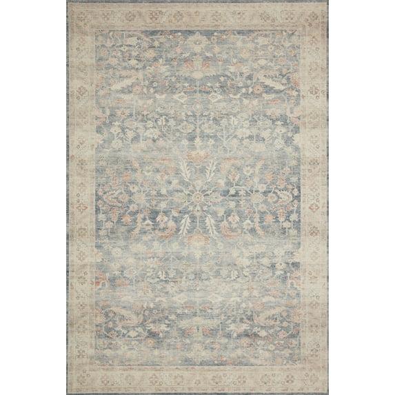 7'6"x9'6" Hathaway Rug Denim Blue - Loloi Rugs: Mid-Century Modern Medallion, Indoor, Flat Pile, Polyester