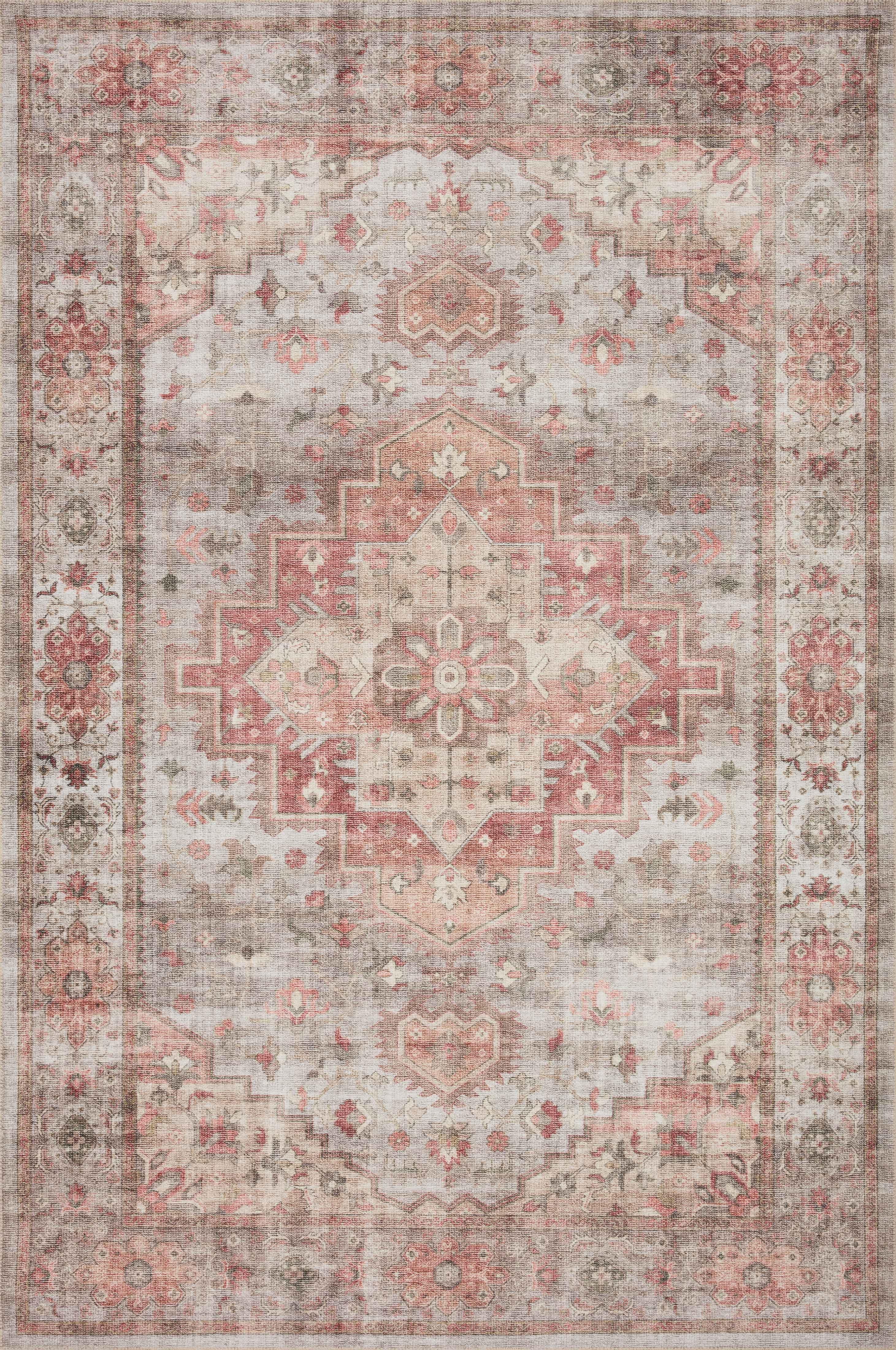 Loloi II Heidi Collection HEI-02 Dove / Spice, Oriental Area Rug 18" x 18" Sample Swatch