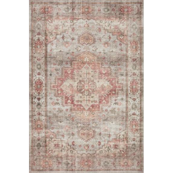 Loloi II Heidi Collection HEI-02 Dove / Spice, Oriental Area Rug 18" x 18" Sample Swatch