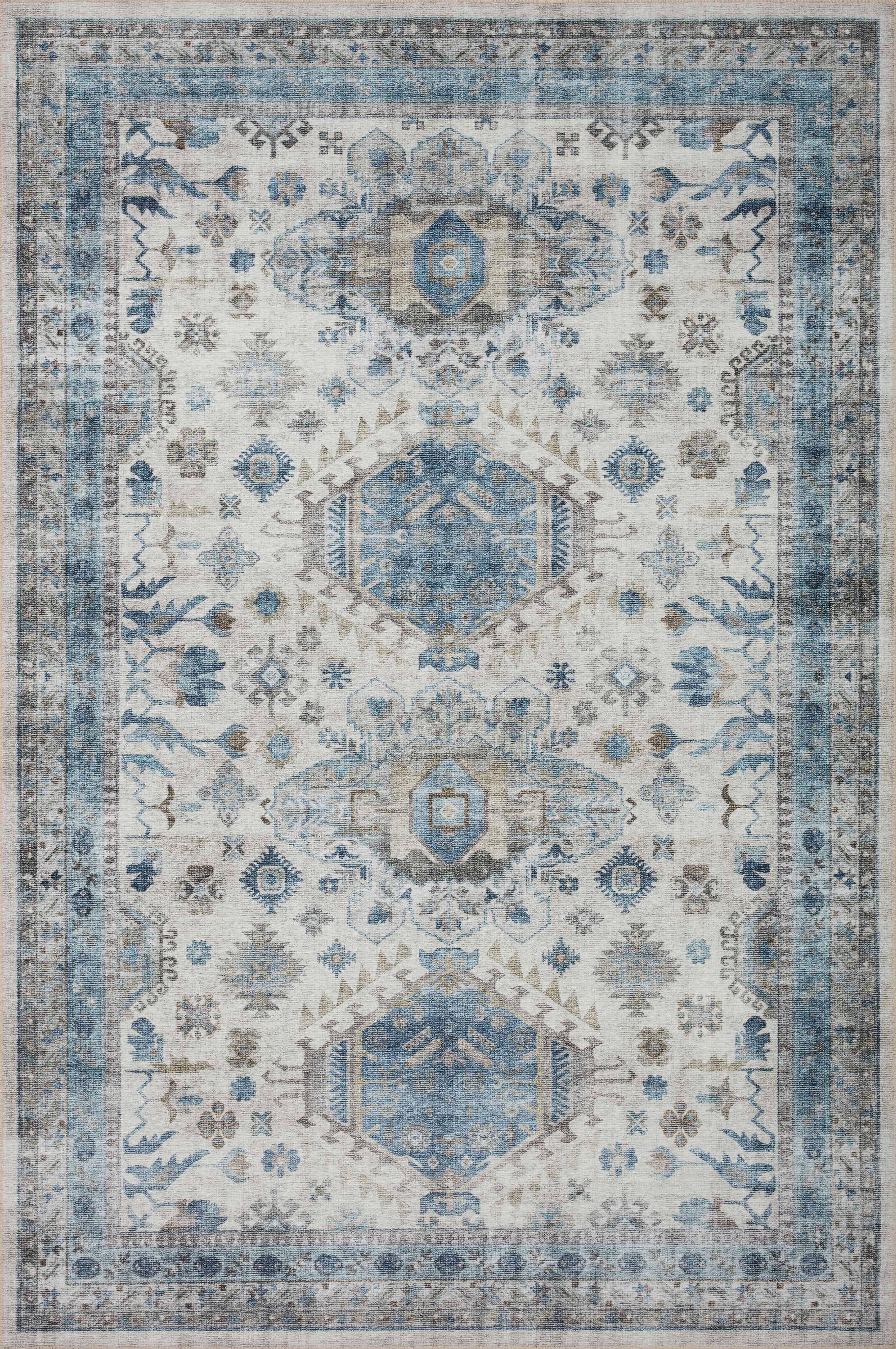 Loloi II Heidi Collection HEI-04 Ivory / Ocean, Southwestern Area Rug 2'-6" x 7'-6"