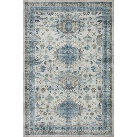 Loloi II Heidi Collection HEI-04 Ivory / Ocean, Southwestern Area Rug 2'-6" x 9'-6"