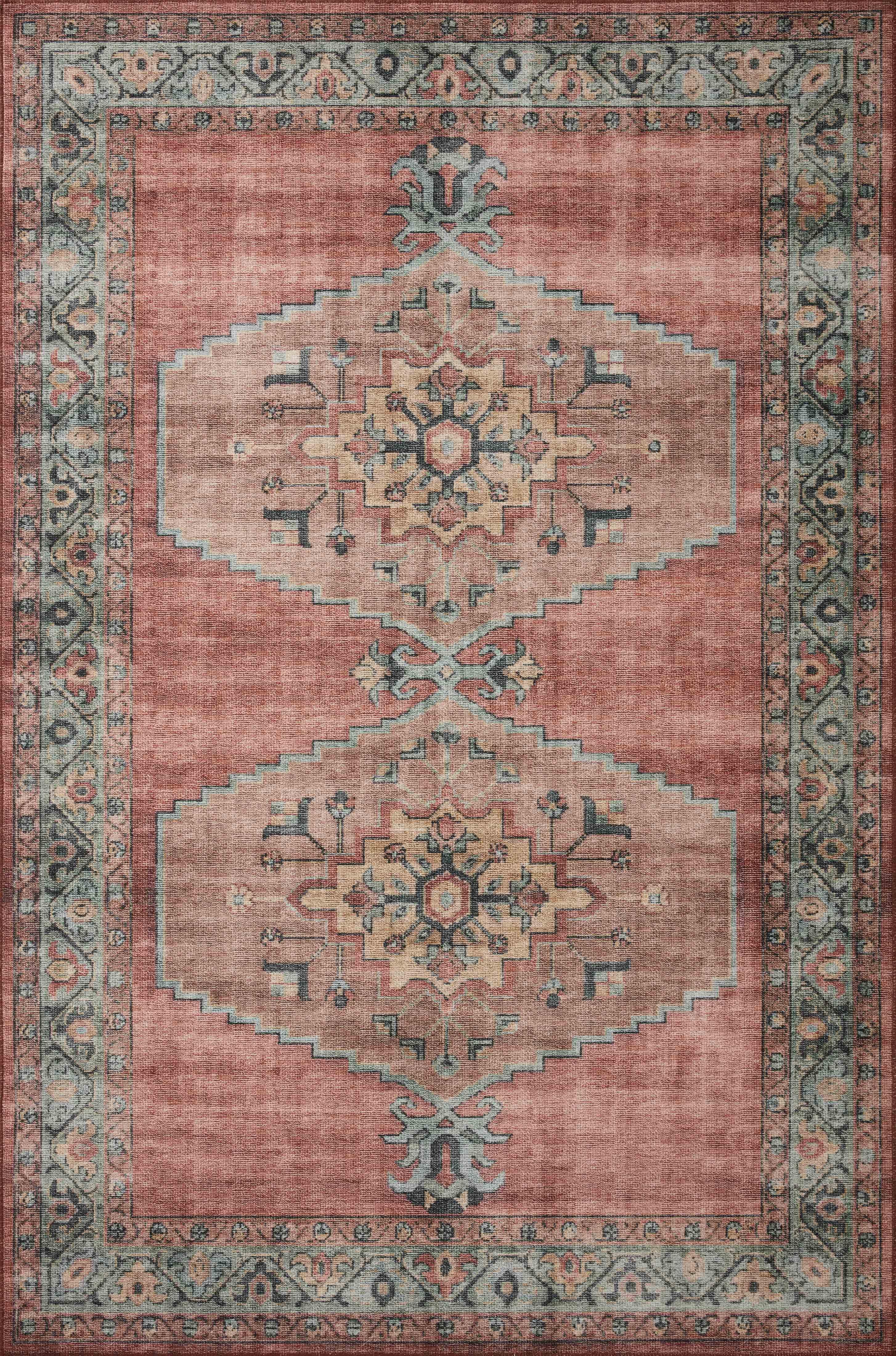 Loloi II Heidi Collection HEI-05 Spice / Aqua, Area Rug 2'-0" x 5'-0"