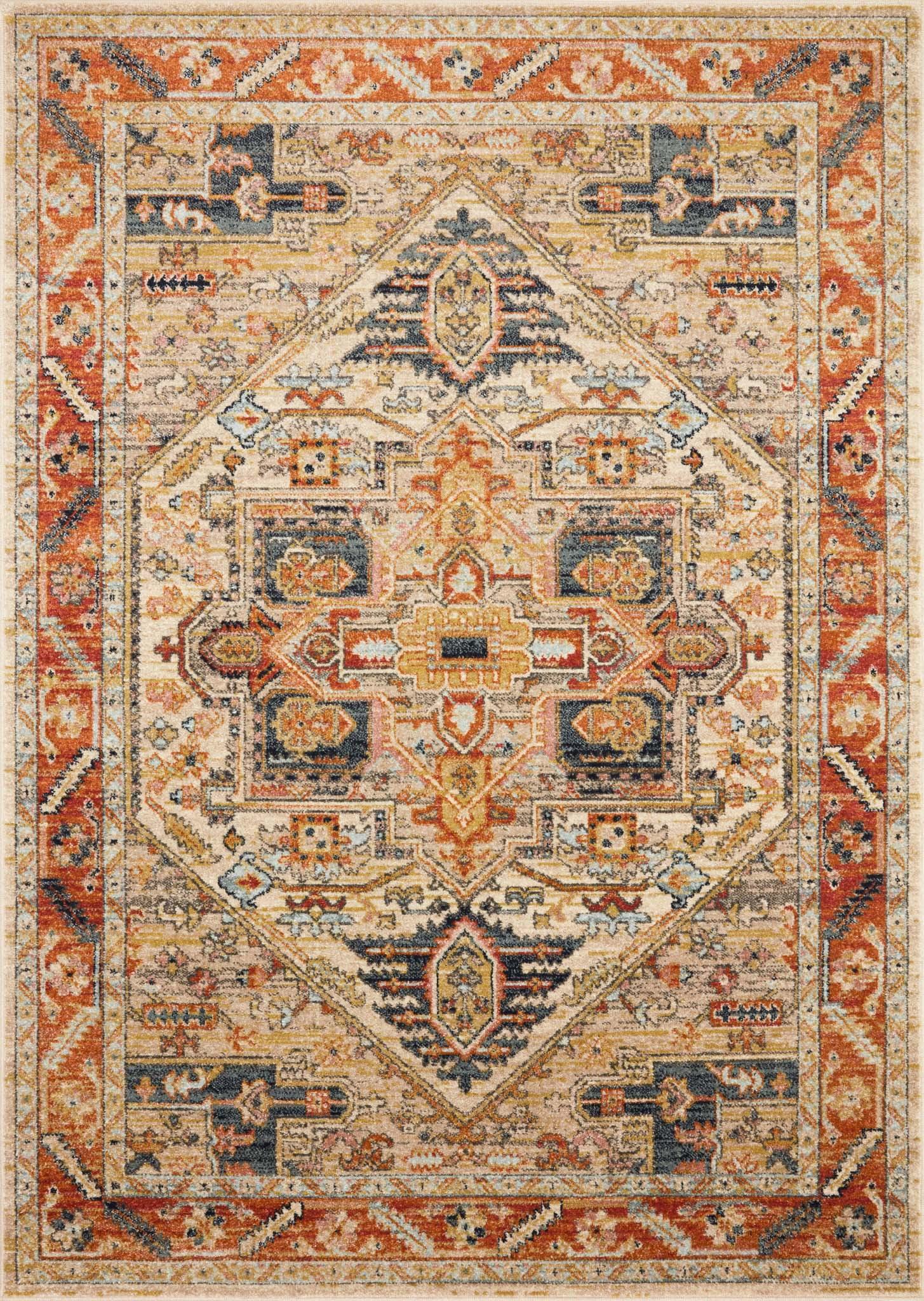 Multicolor Antique-Inspired 4' x 6' Synthetic Area Rug