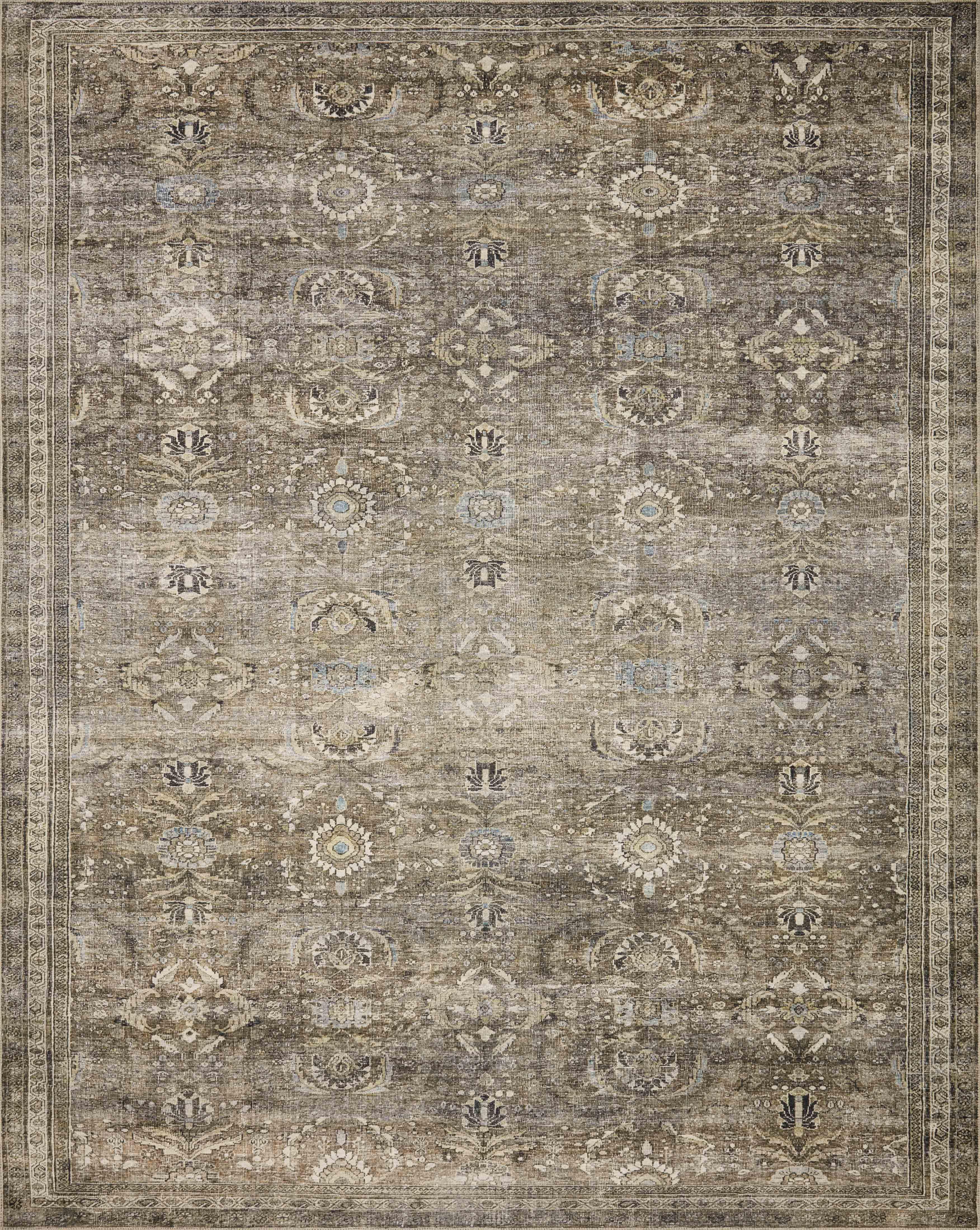 Loloi II Layla LAY-13 Printed Antique / Moss Oriental Area Rug 2'-3" x 3'-9"