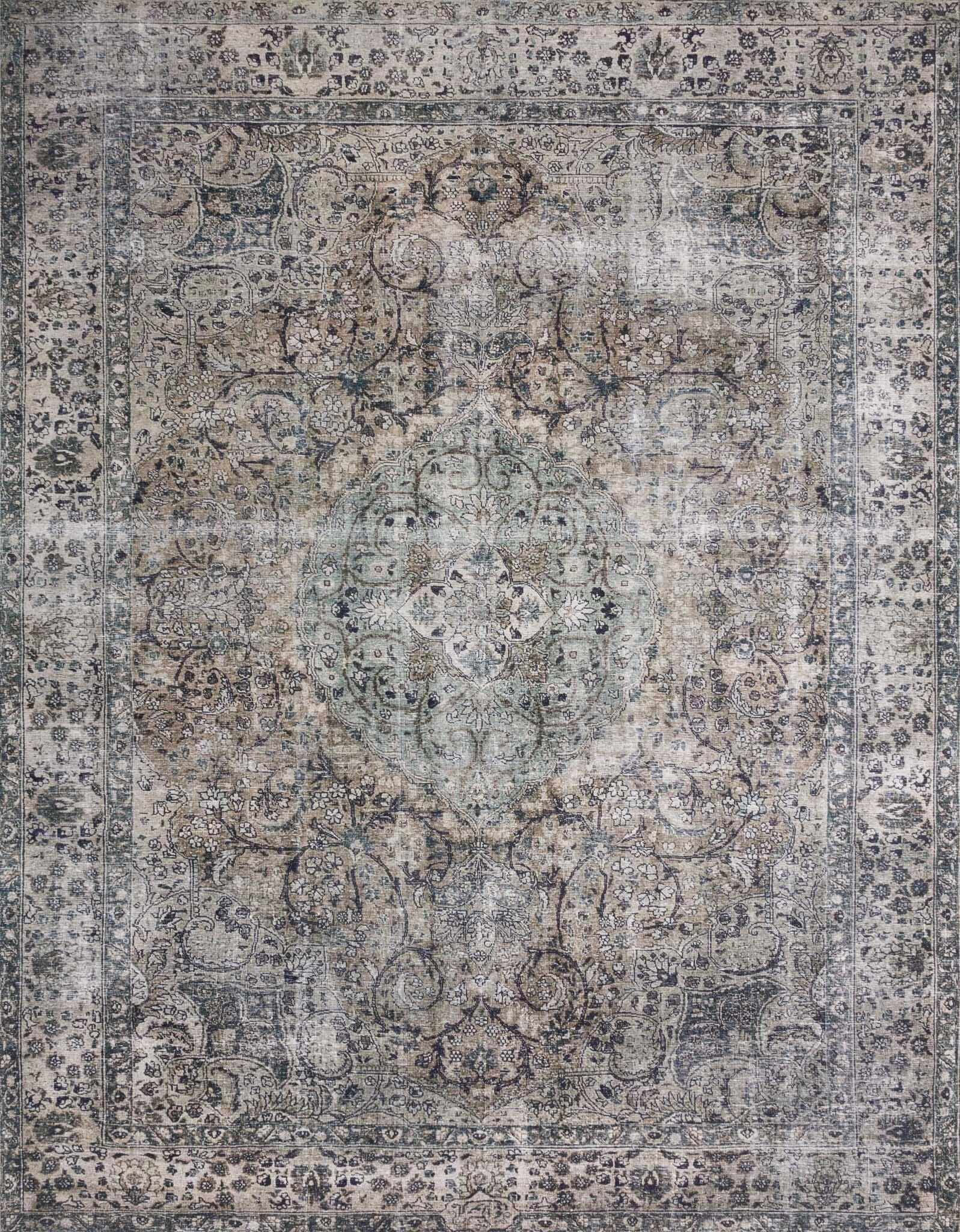 Layla Taupe and Stone Synthetic Vintage-Inspired Rug Sample