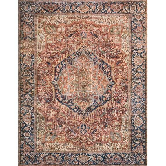 Loloi II Layla Printed Oriental Distressed Red / Navy Area Rug