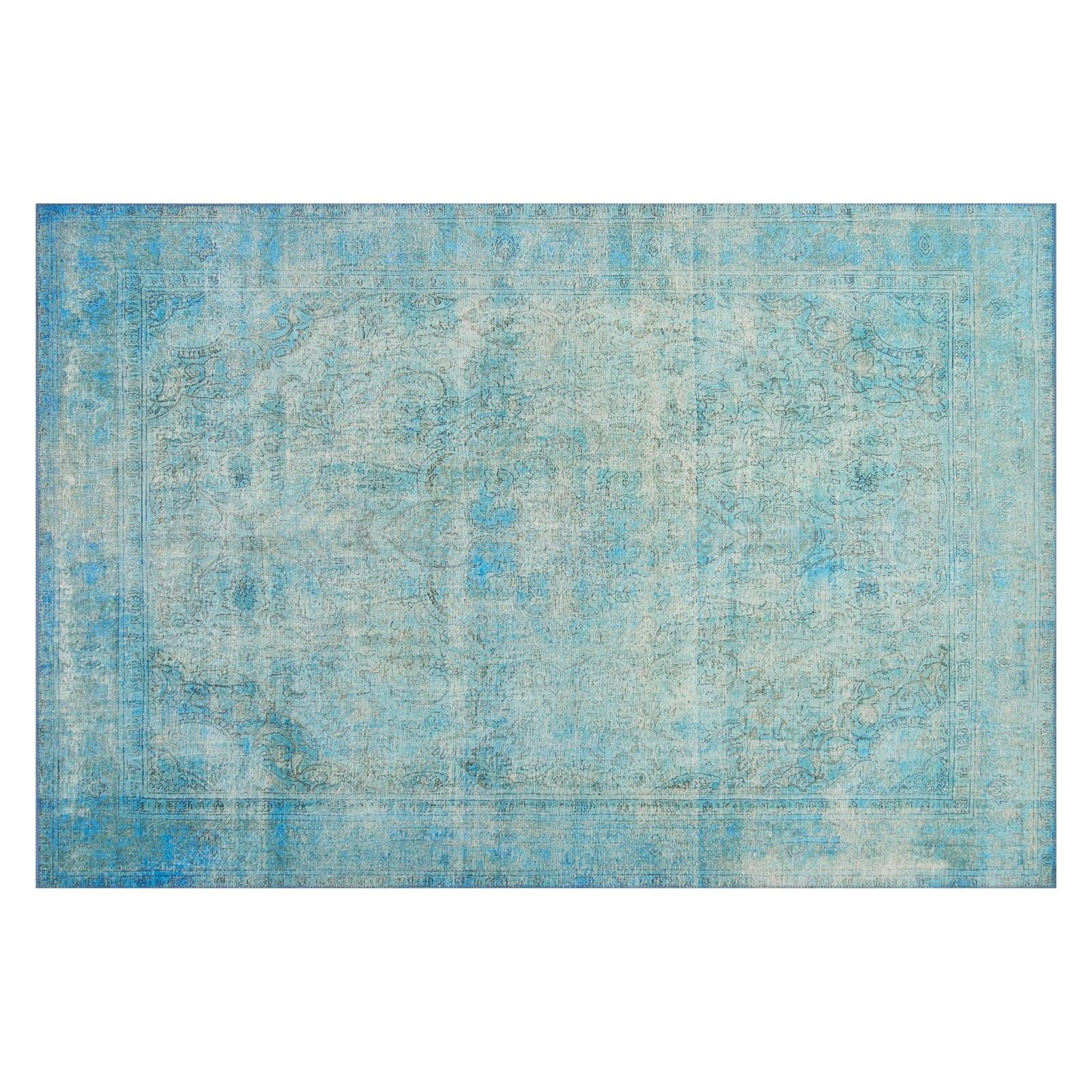 Loloi II Loren Collection LQ-08 Aqua Oriental Area Rug 5'-0" x 7'-6"