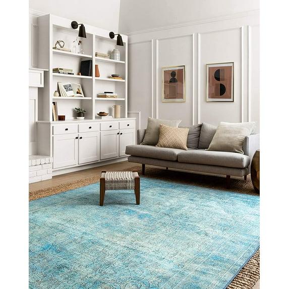 Loloi II Loren Collection LQ-08 Aqua Oriental Area Rug 5'-0" x 7'-6"