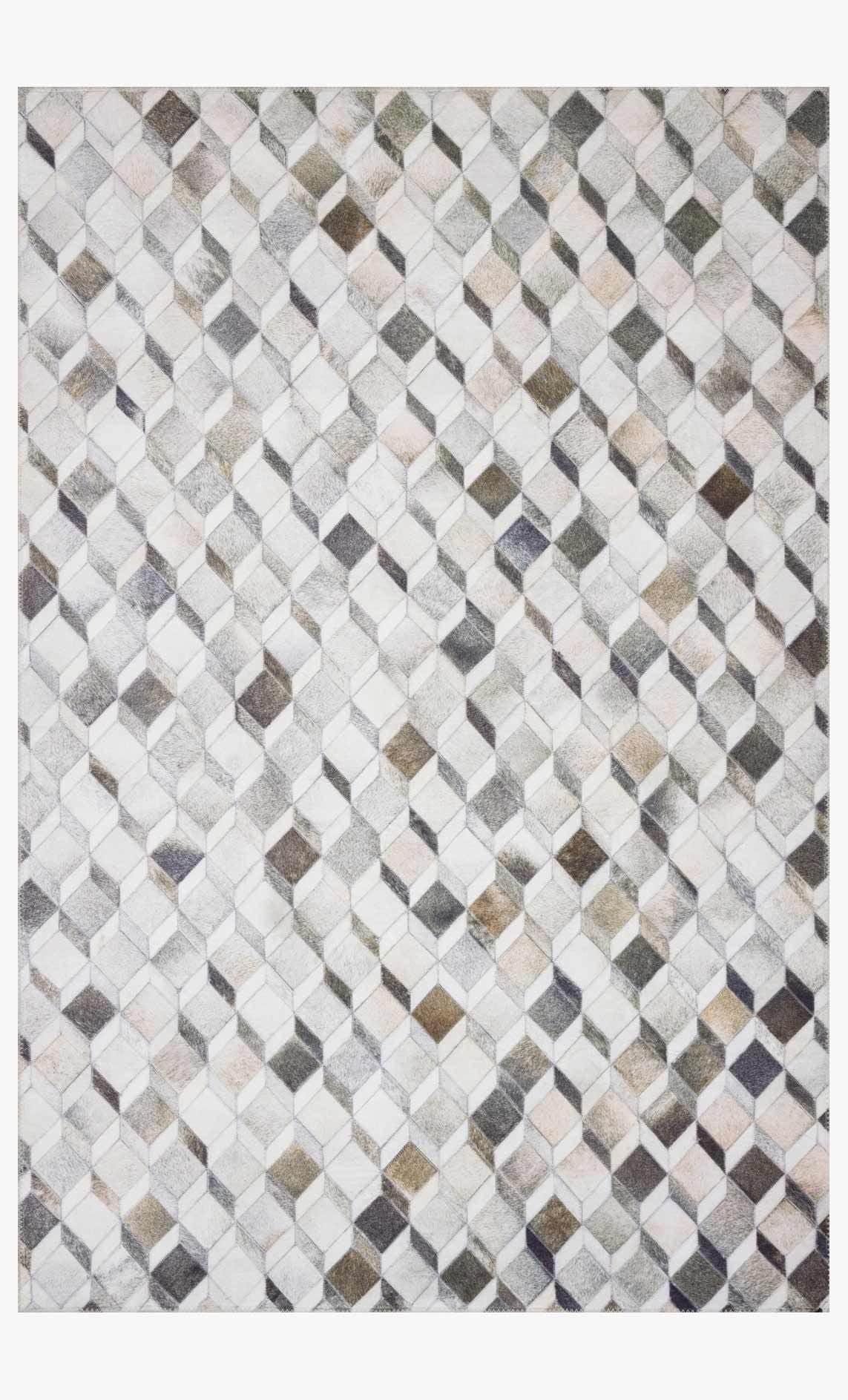 Gray Geometric Cowhide Patchwork 8' x 10' Area Rug