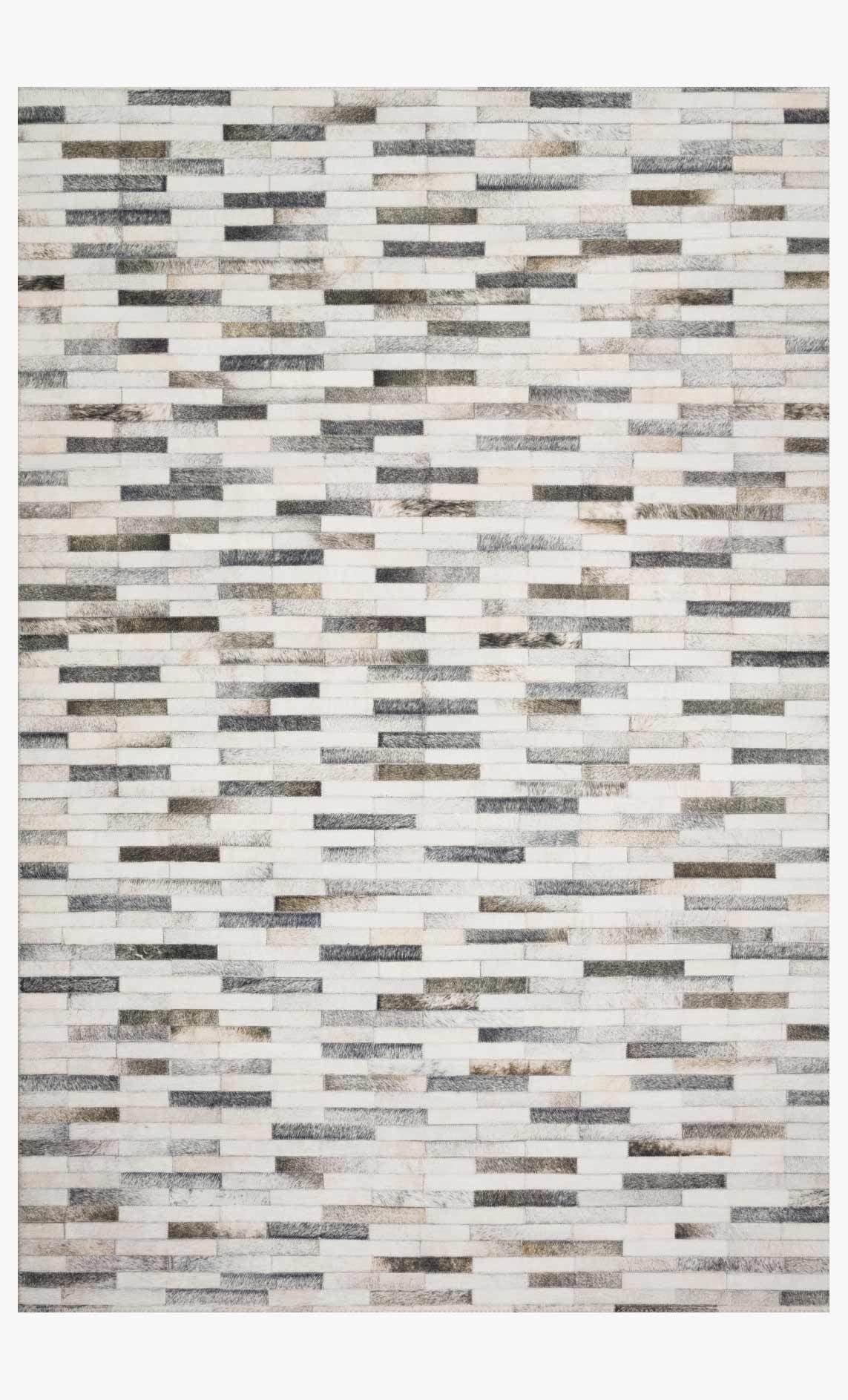 Ivory and Gray Rectangular Cowhide Patchwork Area Rug 8' x 10'