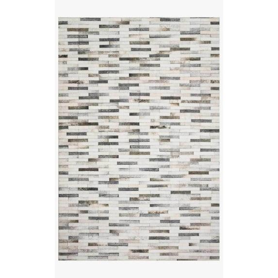 Loloi II Maddox Printed Cowhide Patchwork Ivory / Grey Area Rug