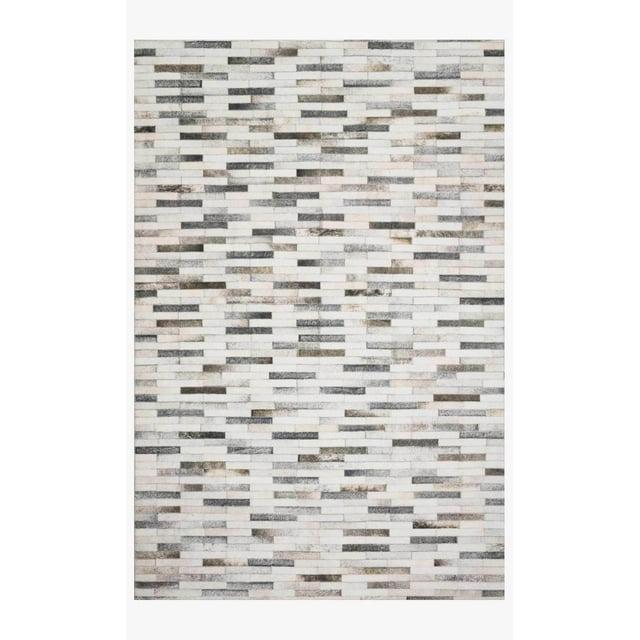 Loloi II Maddox Printed Cowhide Patchwork Ivory / Grey Area Rug