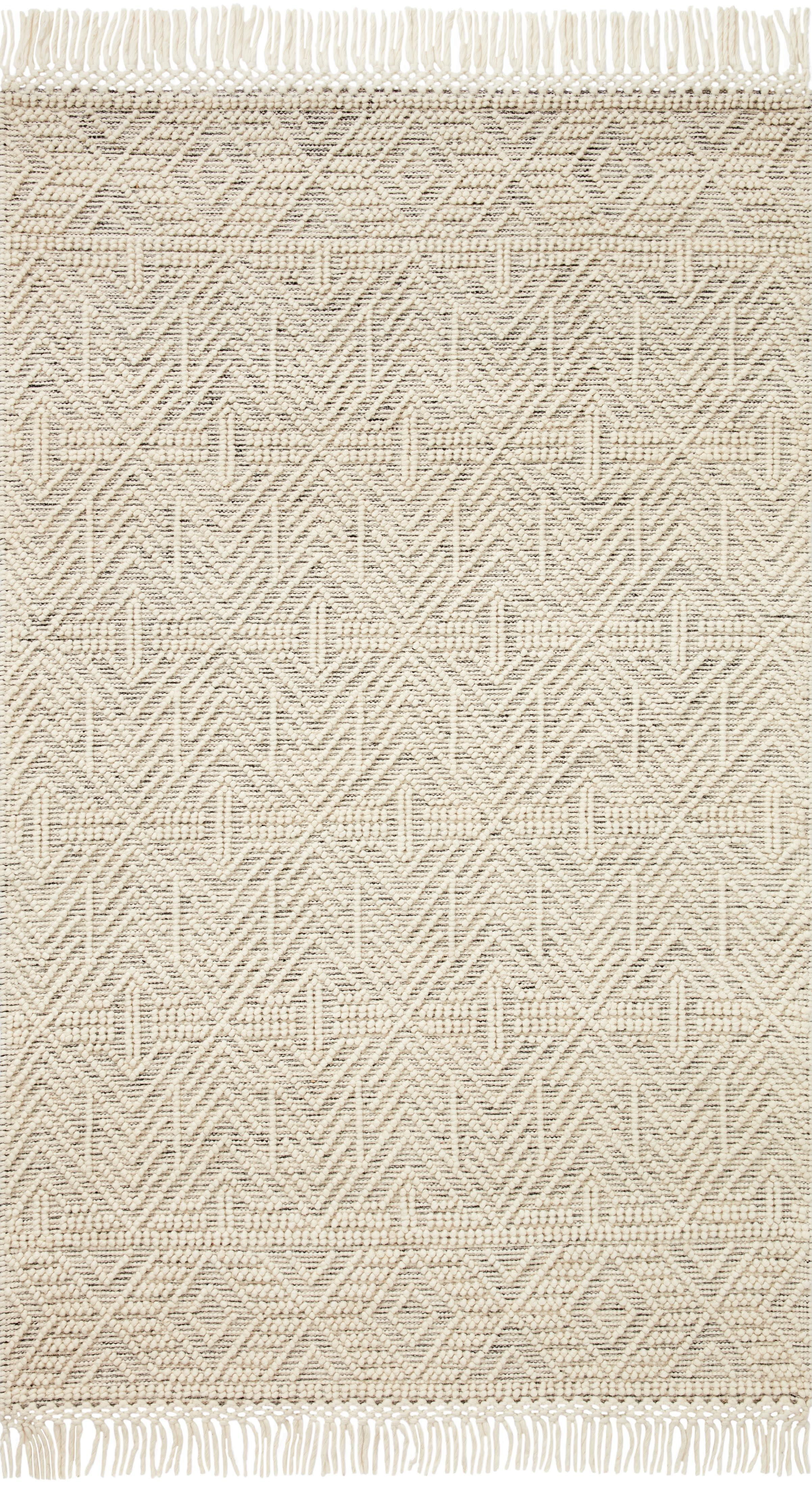 Handmade Ivory Geometric Wool-Blend Area Rug 2' x 5'