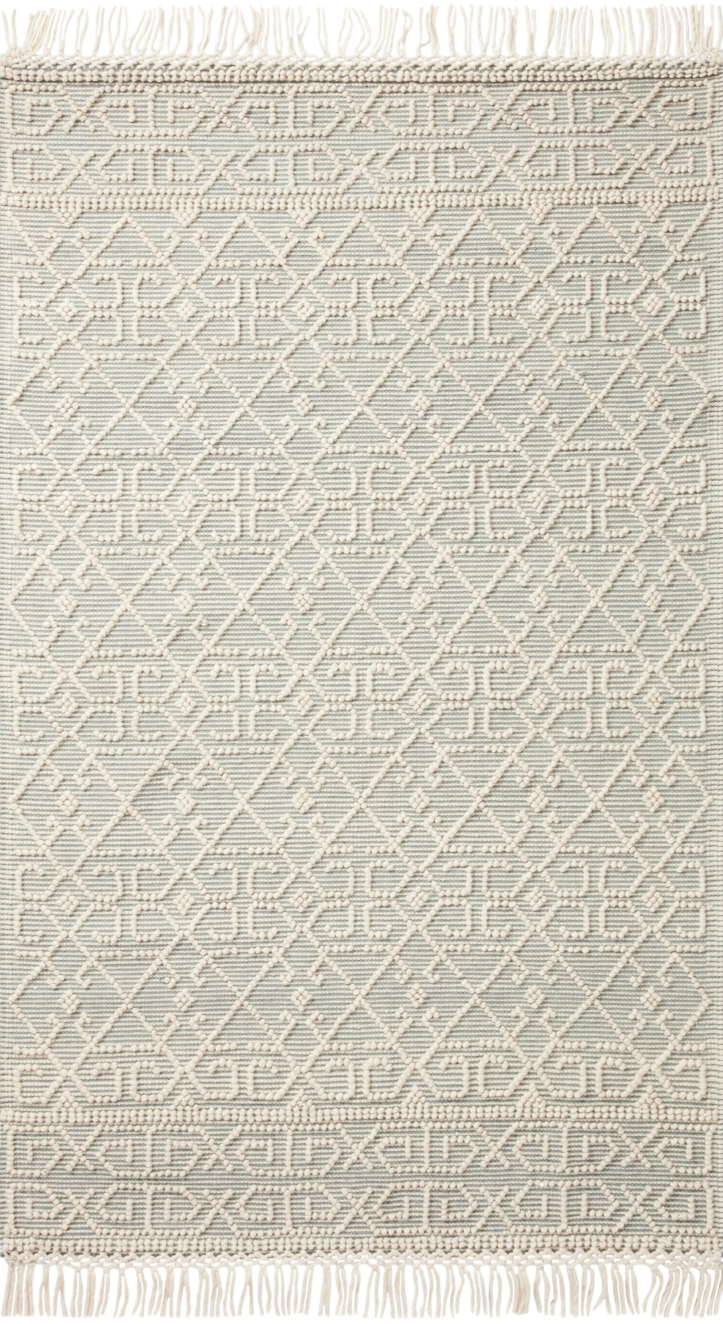 Artisan Ivory Geometric Fringe 2'3" x 3'9" Wool-Blend Area Rug