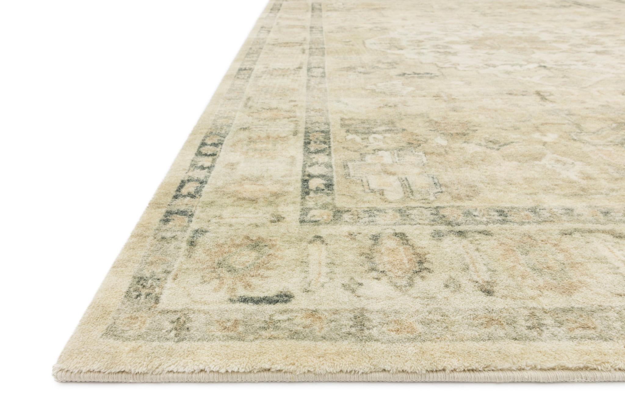 Ivory and Sand Synthetic Oriental Stain-Resistant Rug, 2'-2" x 5'